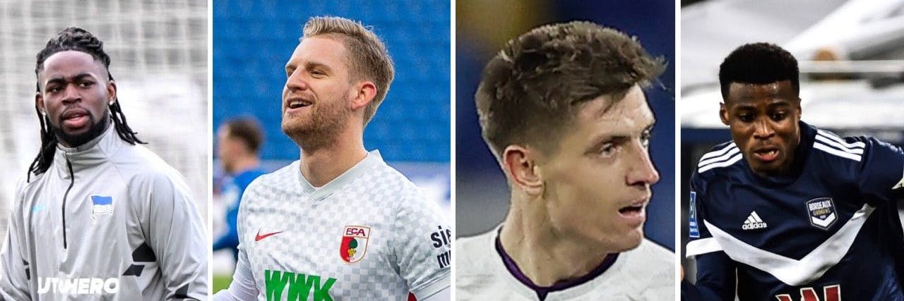 Hertha-Profis in der Fremde: Jordan Torunarigha, Arne Maier, Kris Piatek und Javairo Dilrosun (v.l.).