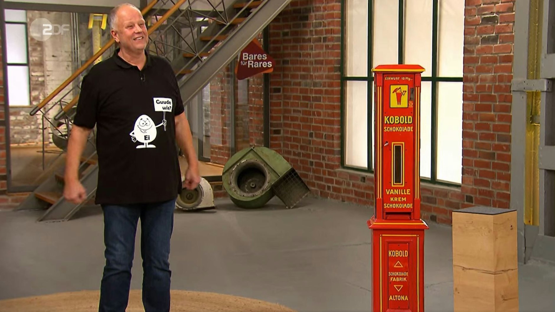 „Bares für Rares“-Kandidat Klaus Ottersen versuchte seinen Hessen-Gag noch einmal im Händlerraum.