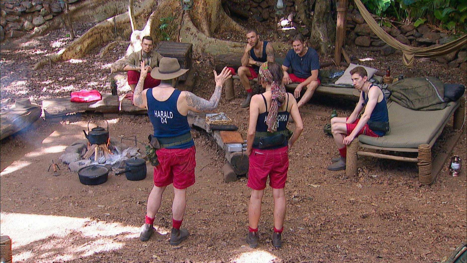 Anouschka Renzi und Harald Glööckler erzählen im Dschungelcamp, dass sie die Prüfung verweigert haben.