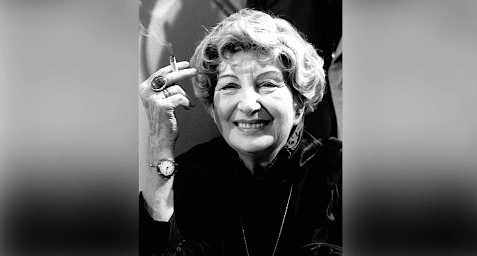 Die Schriftstellerin Irmgard Keun, aufgenommen am 27.3.1981 bei den Dreharbeiten zur Verfilmung ihres Romans „Nach Mitternacht“ in Berlin.