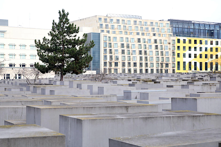 Das Holocaust-Mahnmal in Berlin in diesem Winter. Einige Bäume sollen gefällt werden.