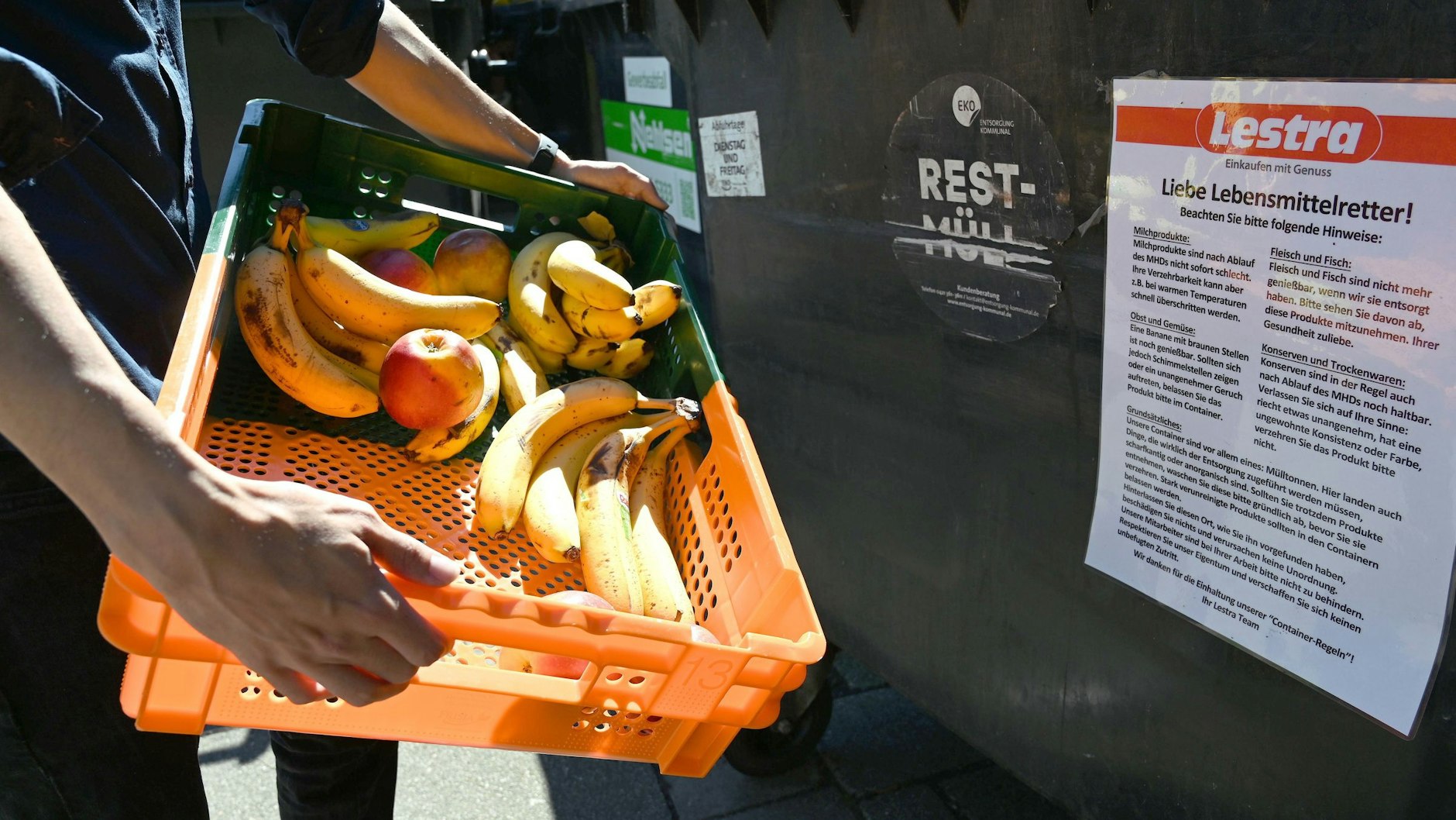 Immer wieder werfen Supermärkte und Discounter gute Lebensmittel weg. Das Essen aus dem Container zu fischen, ist aber in Deutschland illegal.