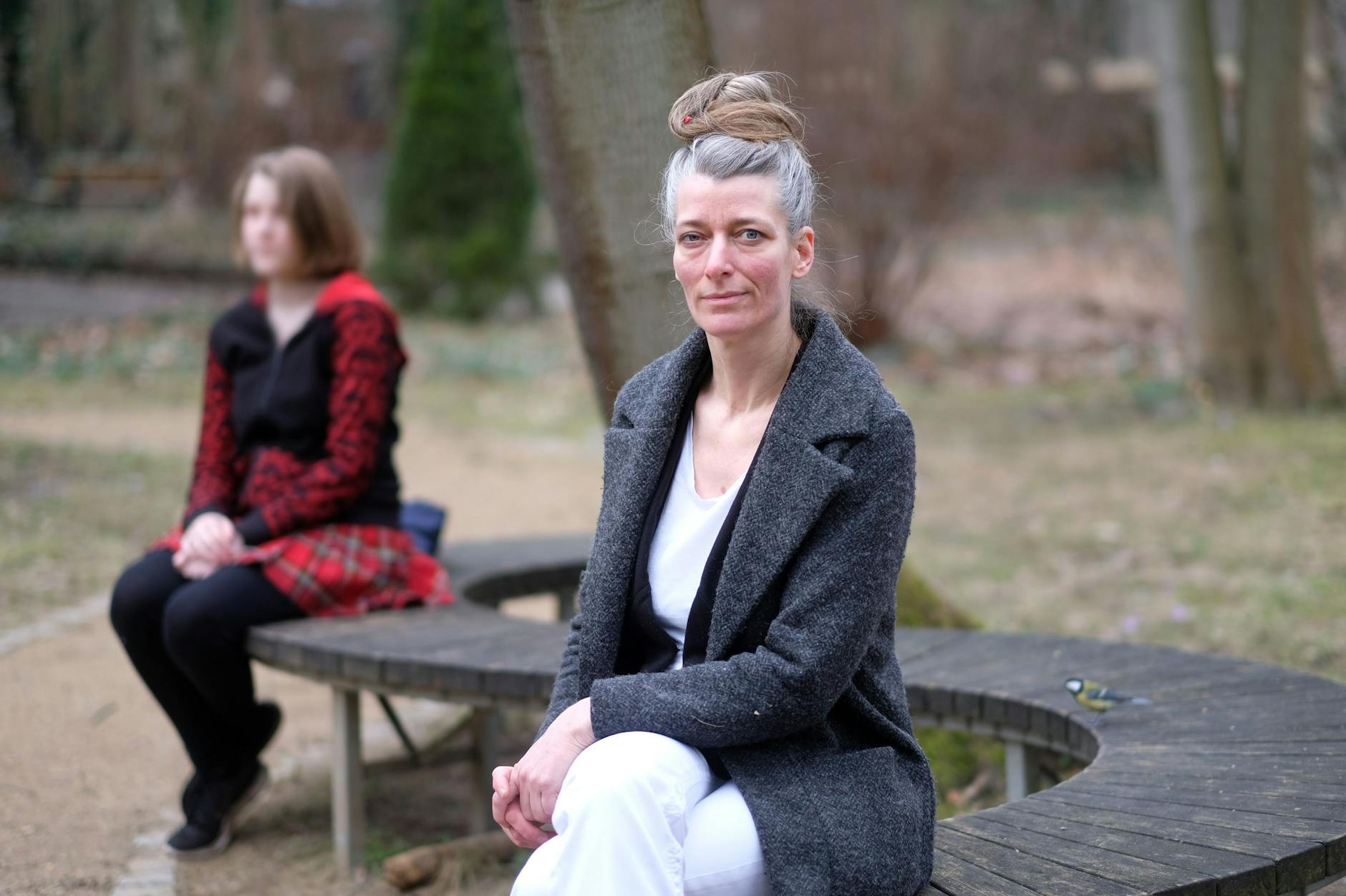 Tochter Lilli und Mutter Lena Schiller. Die Zwölfjährige wollte zu den Autobahnprotesten nach Berlin.