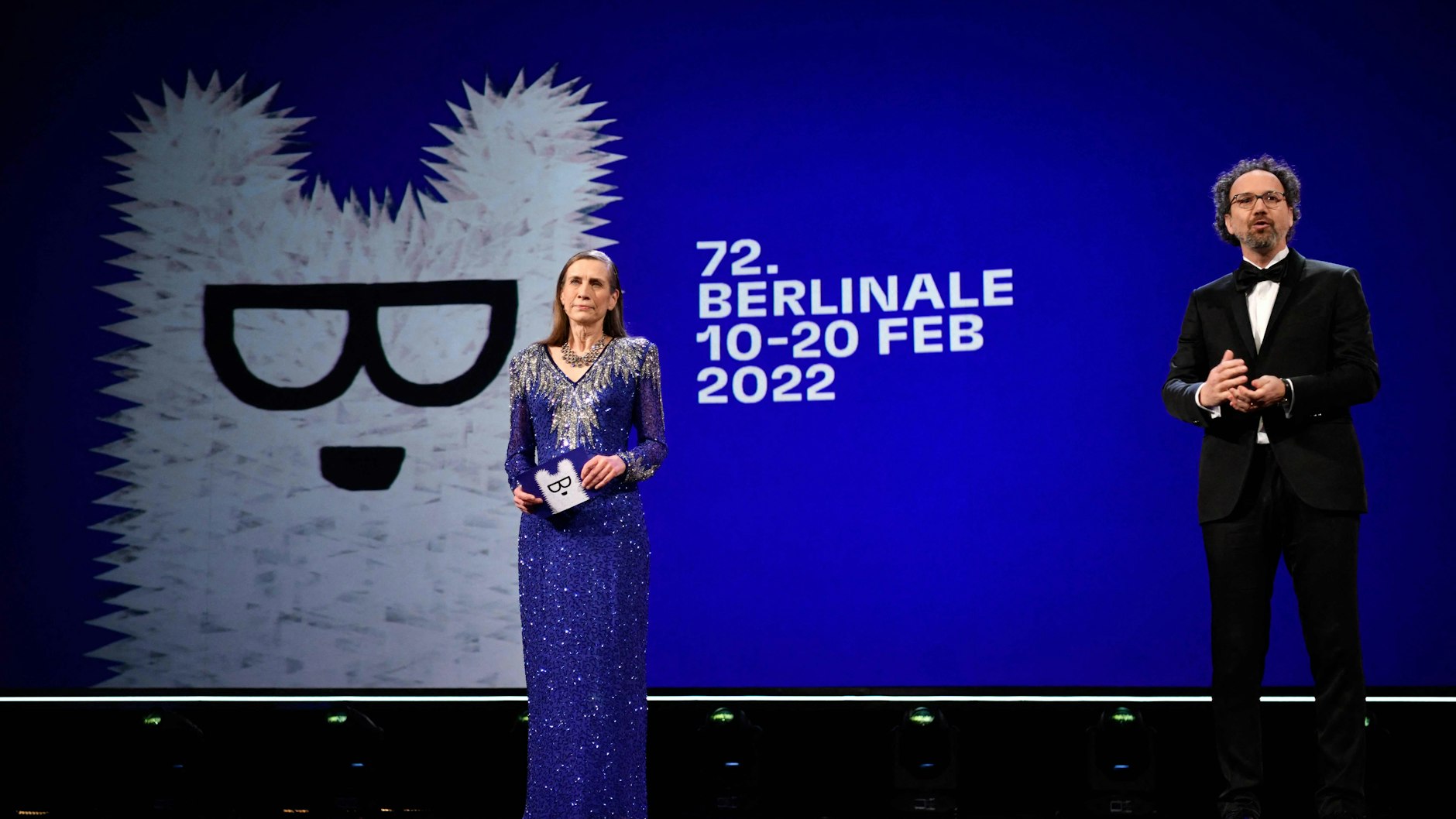 Die Berlinale-Doppelspitze Mariette Rissenbeek und Carlo Chatrian bei der Preisverleihung in Berlin.