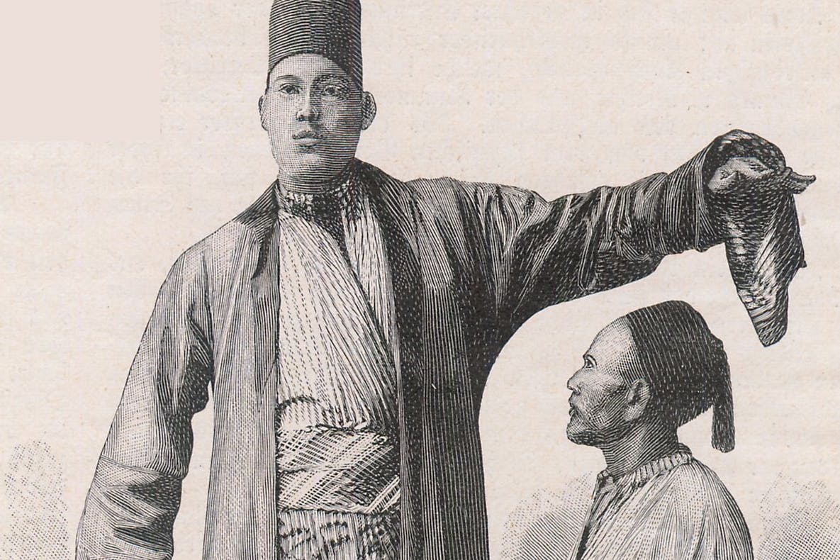 In Castans Panopticum vorgestellt: Hassan Ali, präsentiert als der größte Mann der Welt.