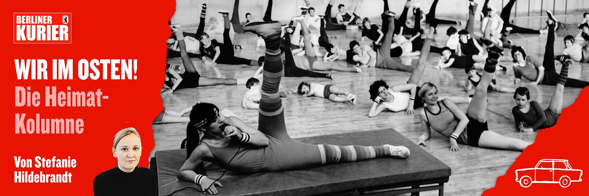 Hoch das linke Bein - junge Frauen, Kinder, Jugendliche und auch einige Männer bei Aerobic-Übungen in Halle/Saale (undatiertes Archivfoto aus den 80er Jahren). Aerobic wurde in der DDR Popgymnastik genannt und über die Fernsehsendung „Medizin nach Noten“ populär gemacht.