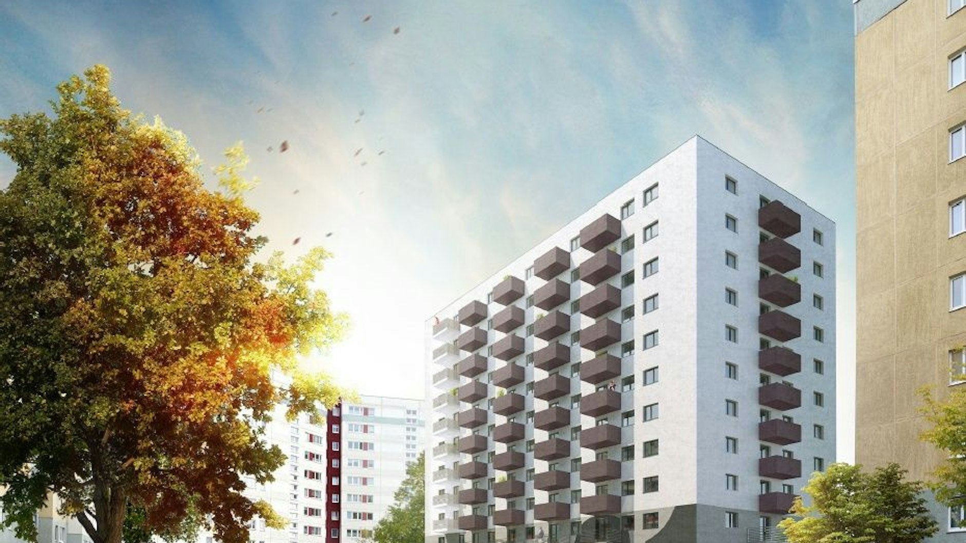 Neue Sozialwohnungen: ein Bauprojekt der landeseigenen Wohnungsbaugesellschaft Stadt und Land in Marzahn-Hellersdorf