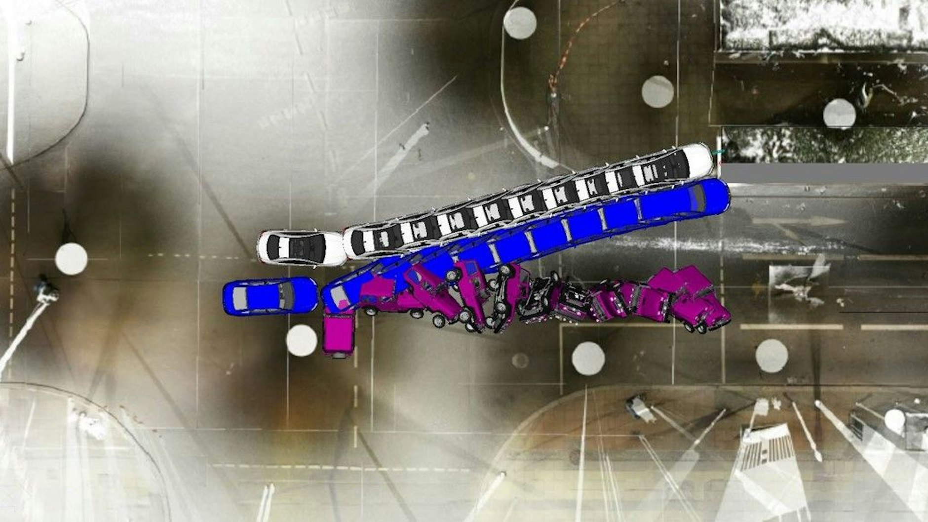 Diese Animation zeigt in der Ausstellung, wie es zu dem verhängnisvollen Crash kam.