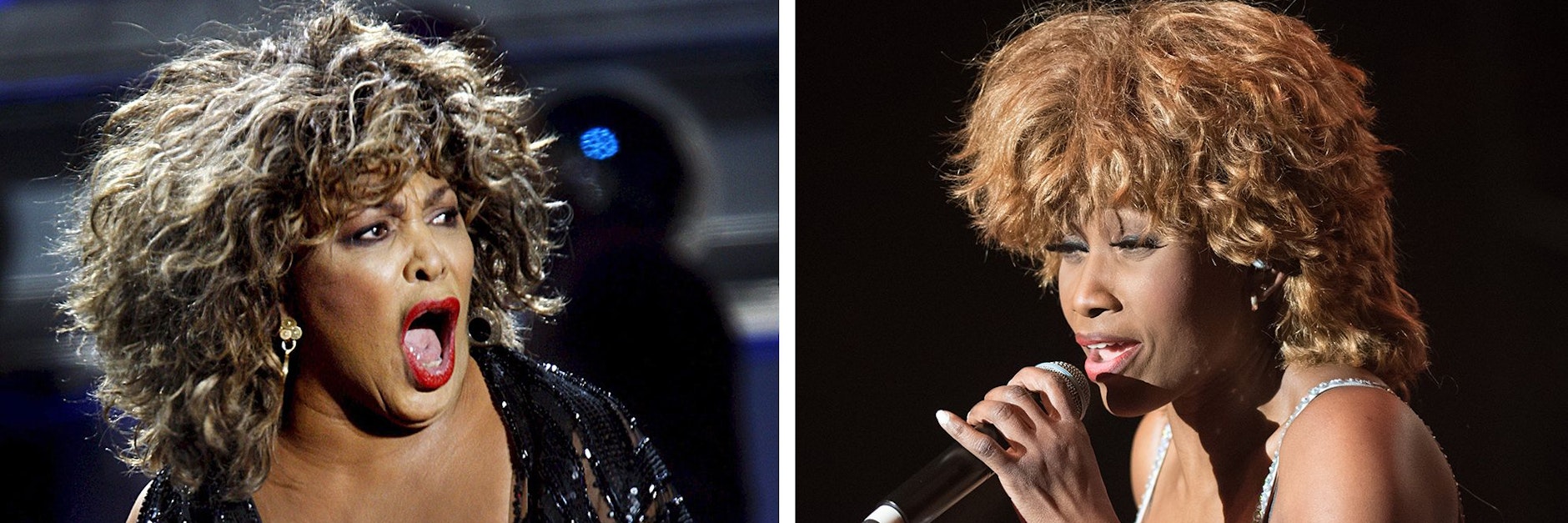 Tina Turner (2009, l) und Turner Darstellerin Dorothea „Coco“ Fletcher (2017, re.)