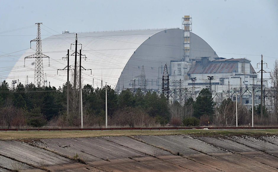 Der Betonsarg über Tschernobyl (Archivfoto vom 13. April 2021)