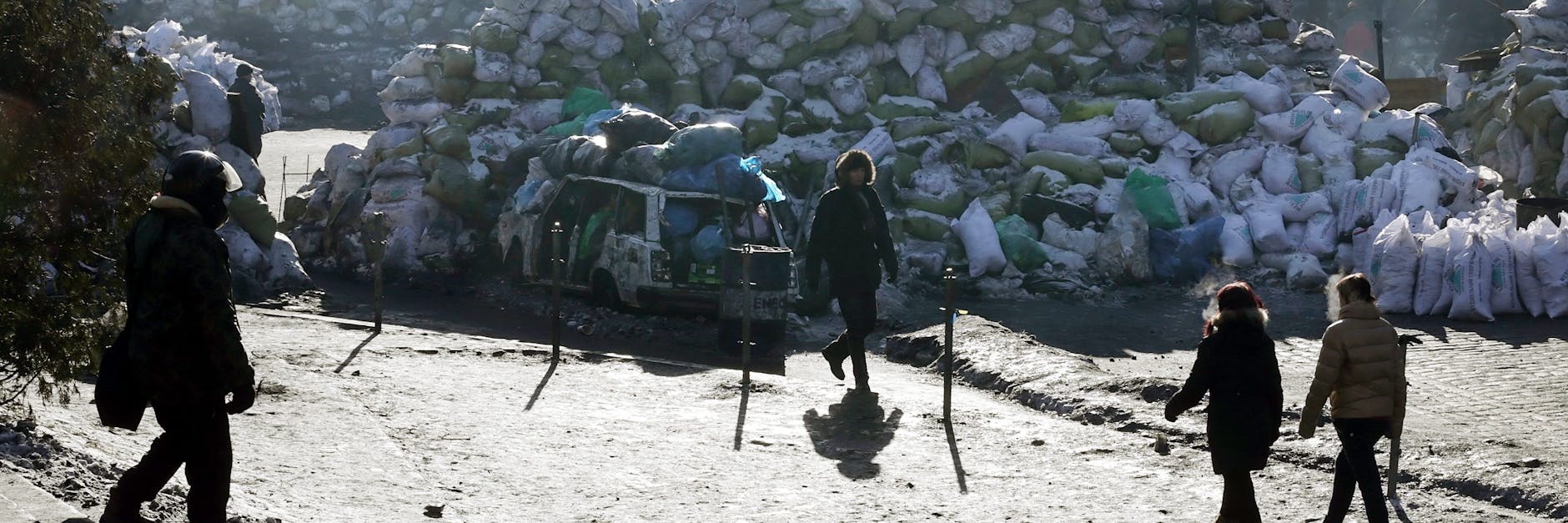Barrikaden an der Grushevskogo-Straße in Kiew während der Maidan-Proteste im Jahre 2014.
