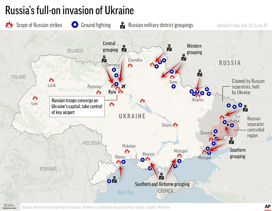 Die Gefechtslage in der Ukraine.