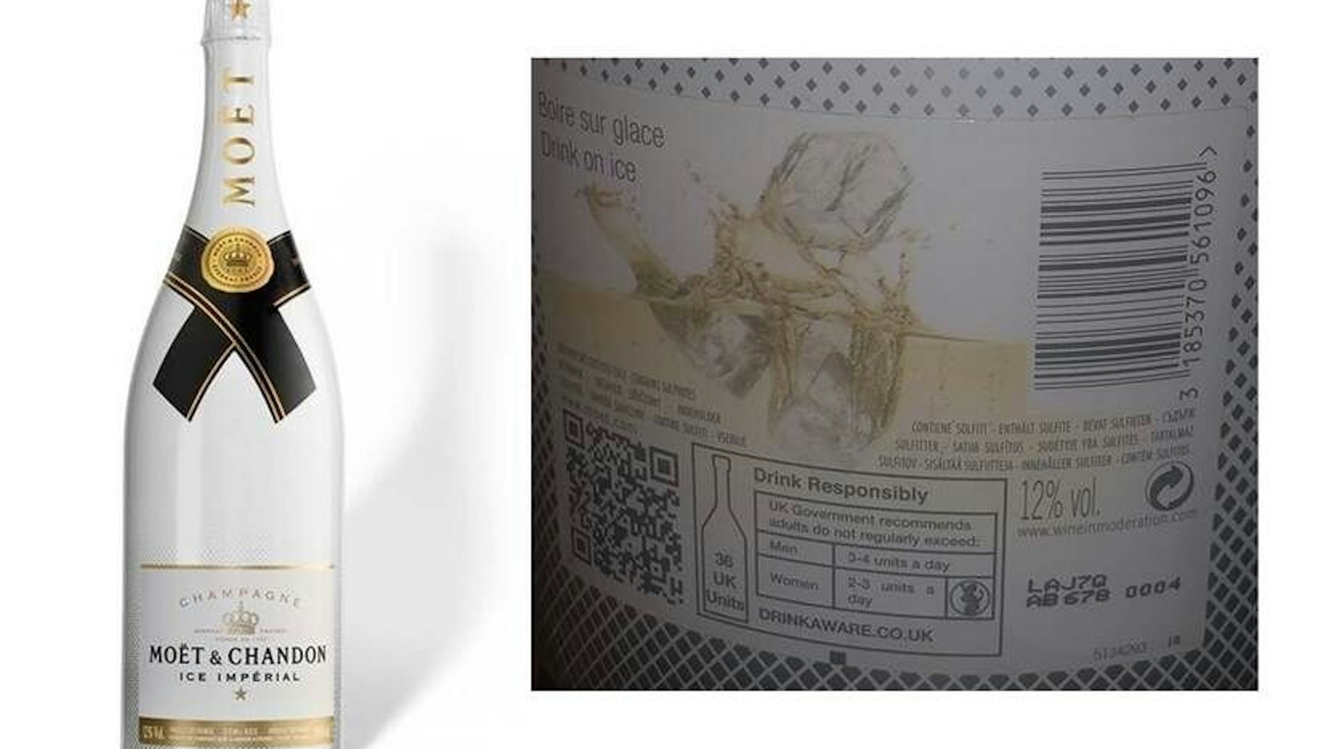 Vor 3-Liter-Flaschen „Moët &amp; Chandon Ice Impérial“&nbsp; mit der Produktnummer LAJ7QAB6780004 warnt die niederländische Behörde.