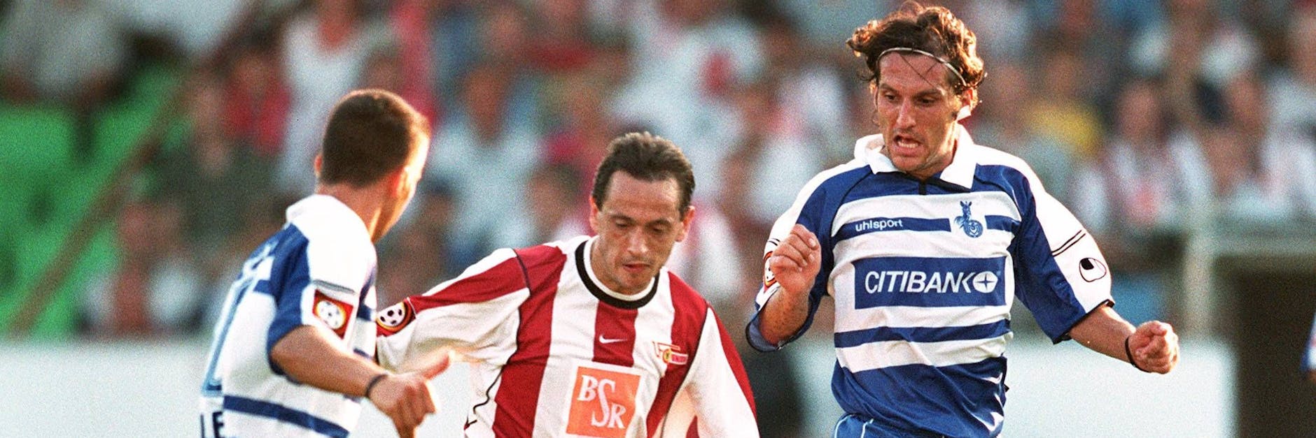 Kostadin Vidolov (M.) bescherte Union den letzten Heimsieg in einem DFB-Pokalspiel – vor über 20 Jahren gegen den MSV Duisburg.