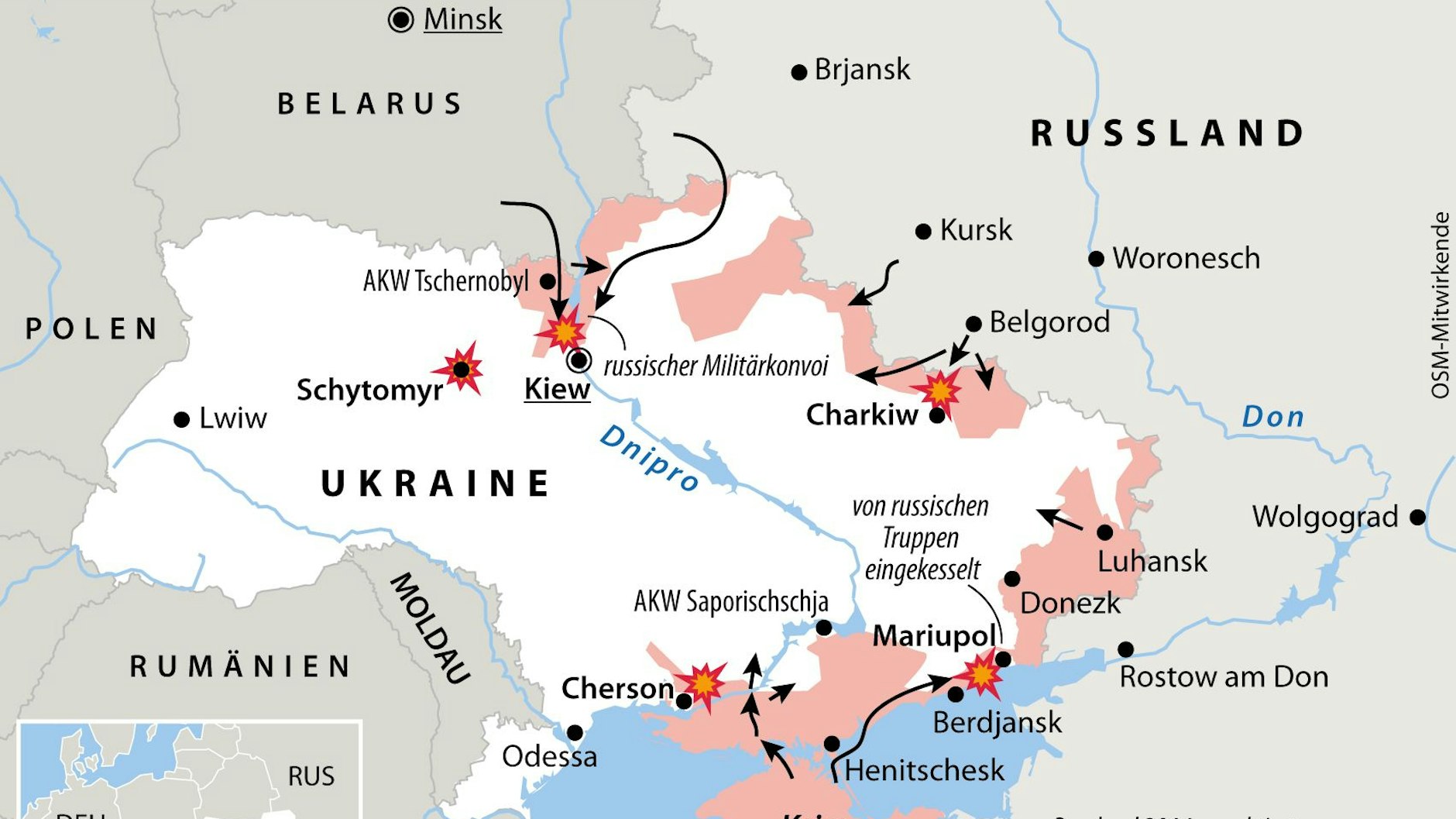 Russische Militärs haben die Luftangriffe auf ukrainische Großstädte verstärkt.