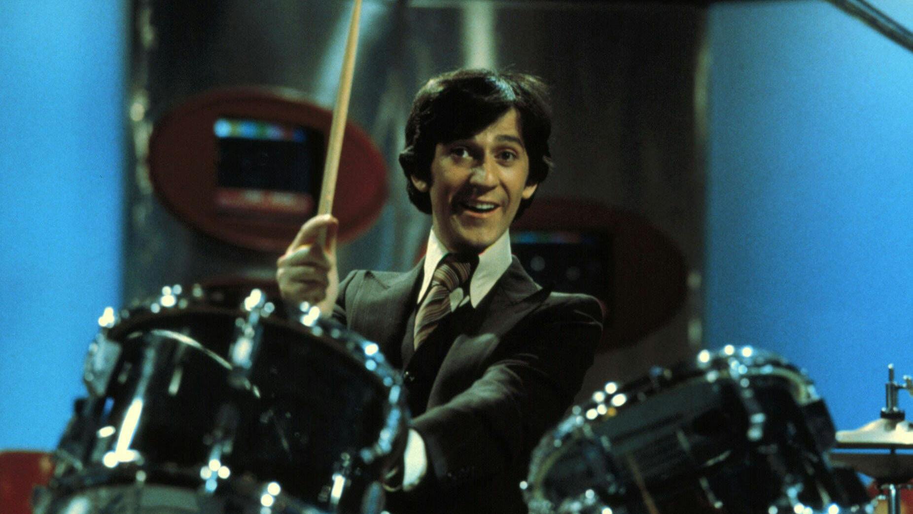 „Disco“-Moderator Ilja Richter am Schlagzeug (1978).