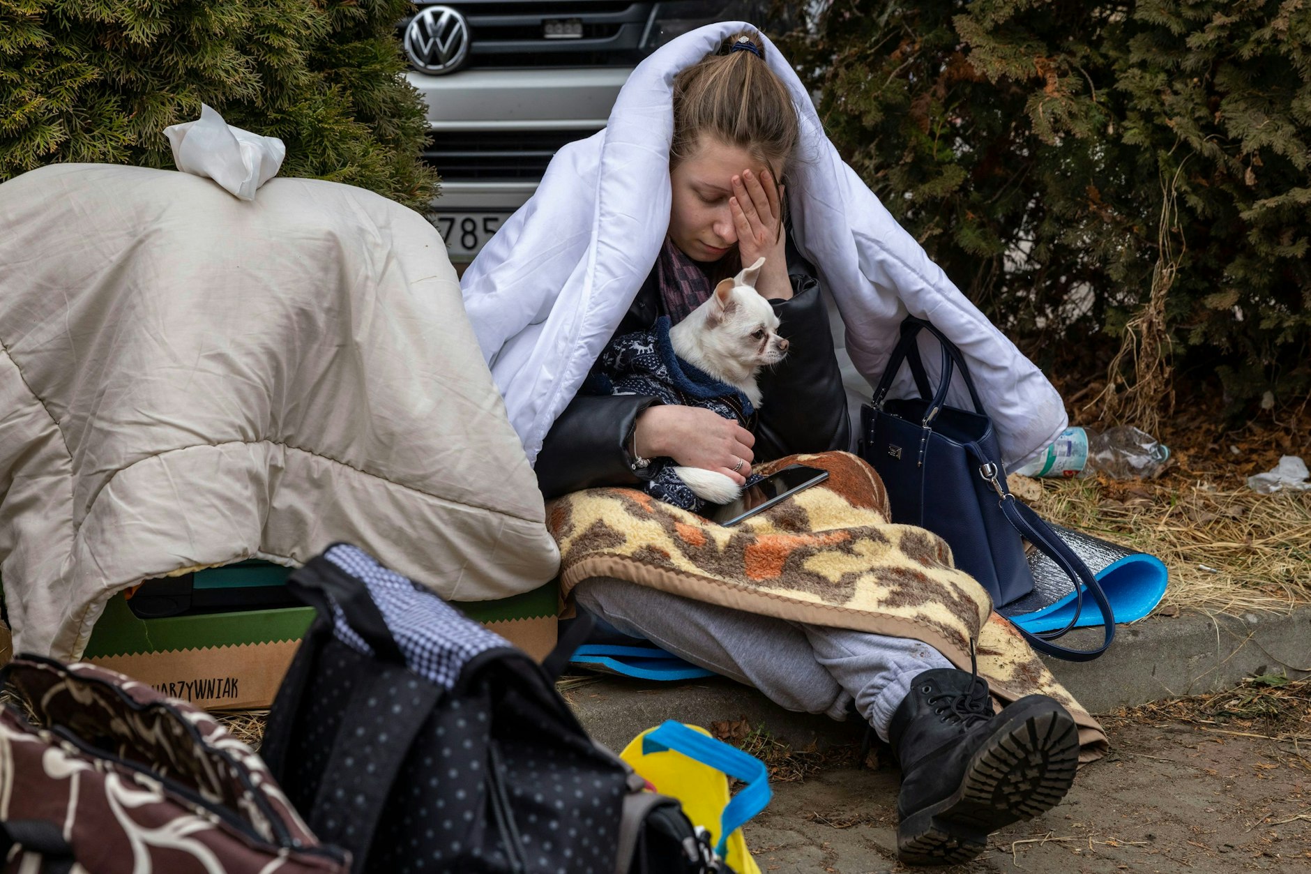 Flüchtlinge im polnisch-ukrainischen Grenzgebiet.
