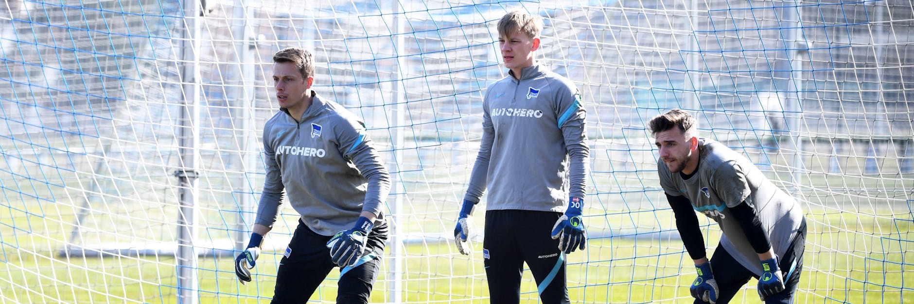 Alexander Schwolow, Oliver Christensen oder Marcel Lotka (v. l.) – wer steht Sonnabend bei Hertha im Tor?