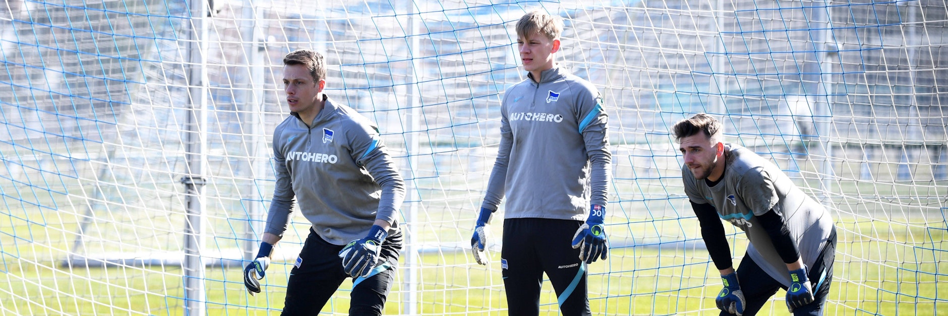 Alexander Schwolow, Oliver Christensen oder Marcel Lotka (v. l.) – wer steht Sonnabend bei Hertha im Tor?