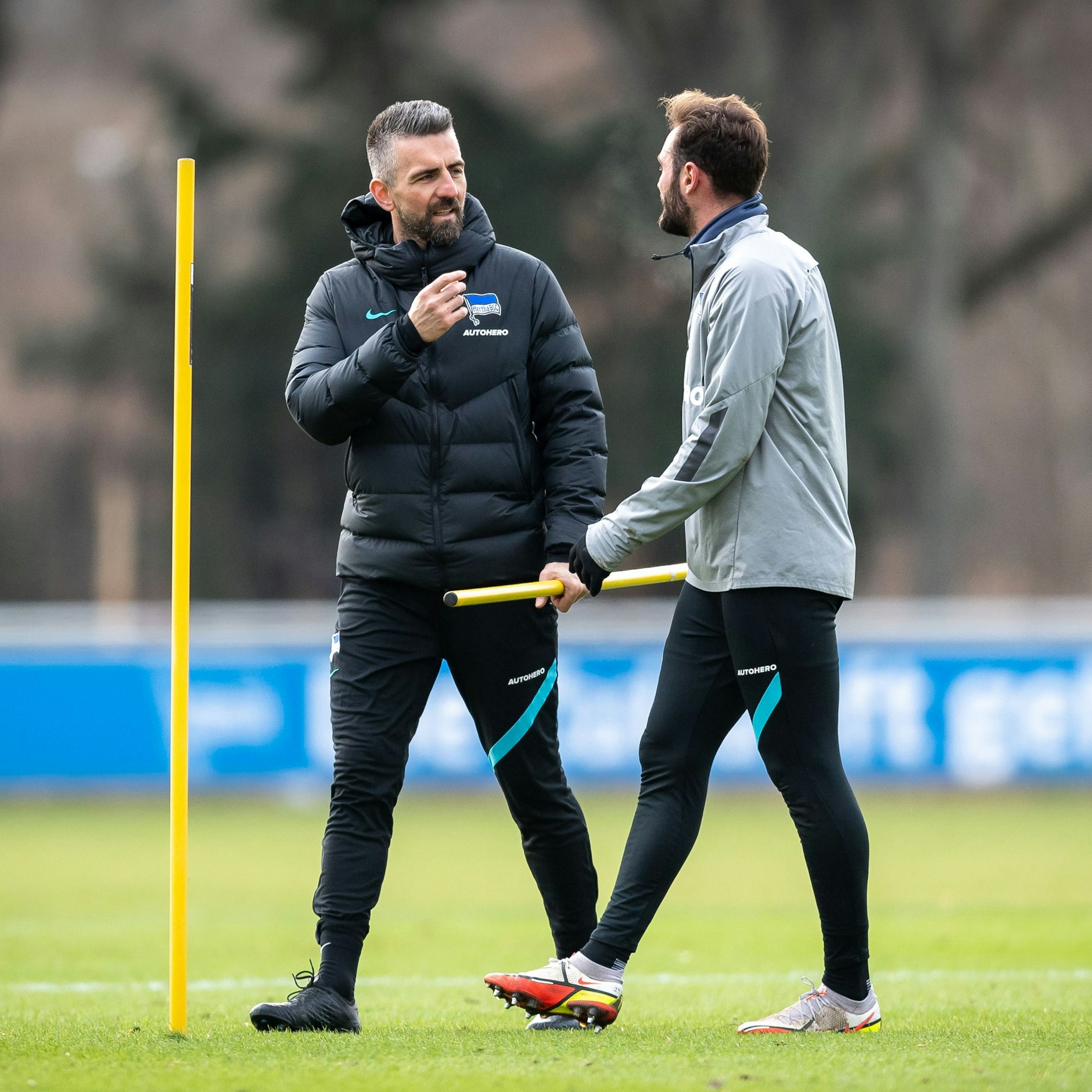 Vedad Ibisevic im Gespräch mit Lucas Tousart.