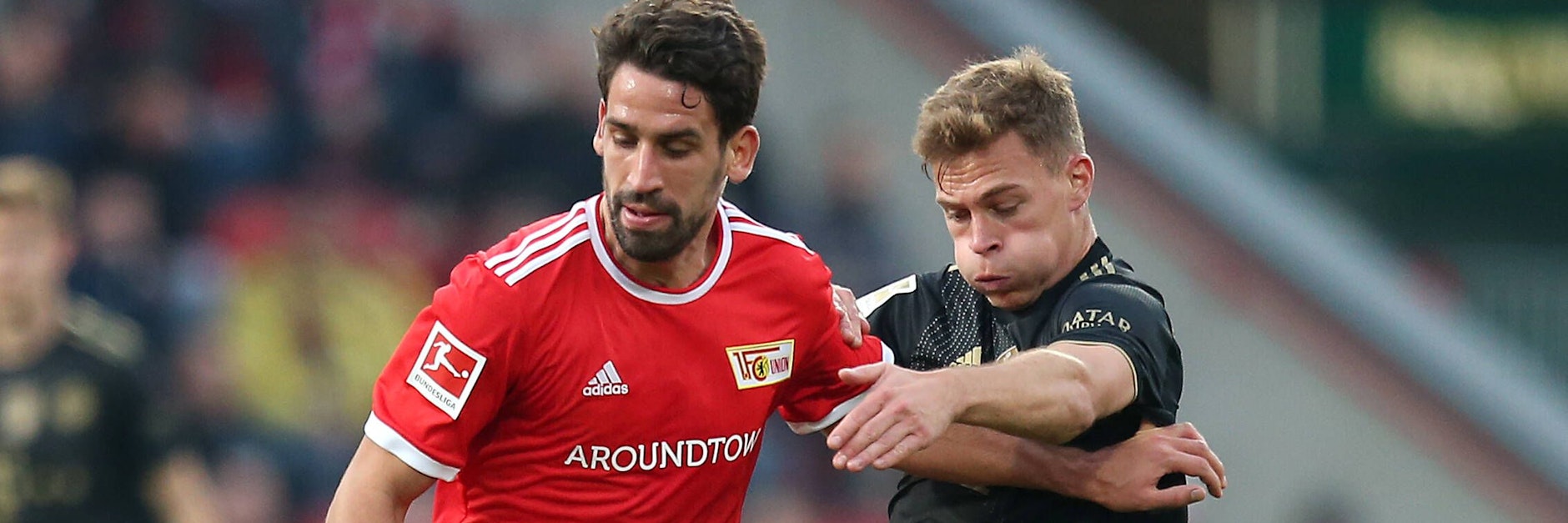 Unions Rani Khedira (l.) will auch am Sonnabend wieder dafür sorgen, dass sich Bayerns Joshua Kimmich richtig anstrengen muss.