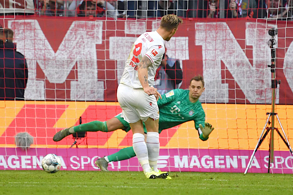 Ein seltener Moment: Sebastian Polter erzielte per Elfmeter eins von nur zwei Toren des 1. FC Union Berlin beim FC Bayern München.