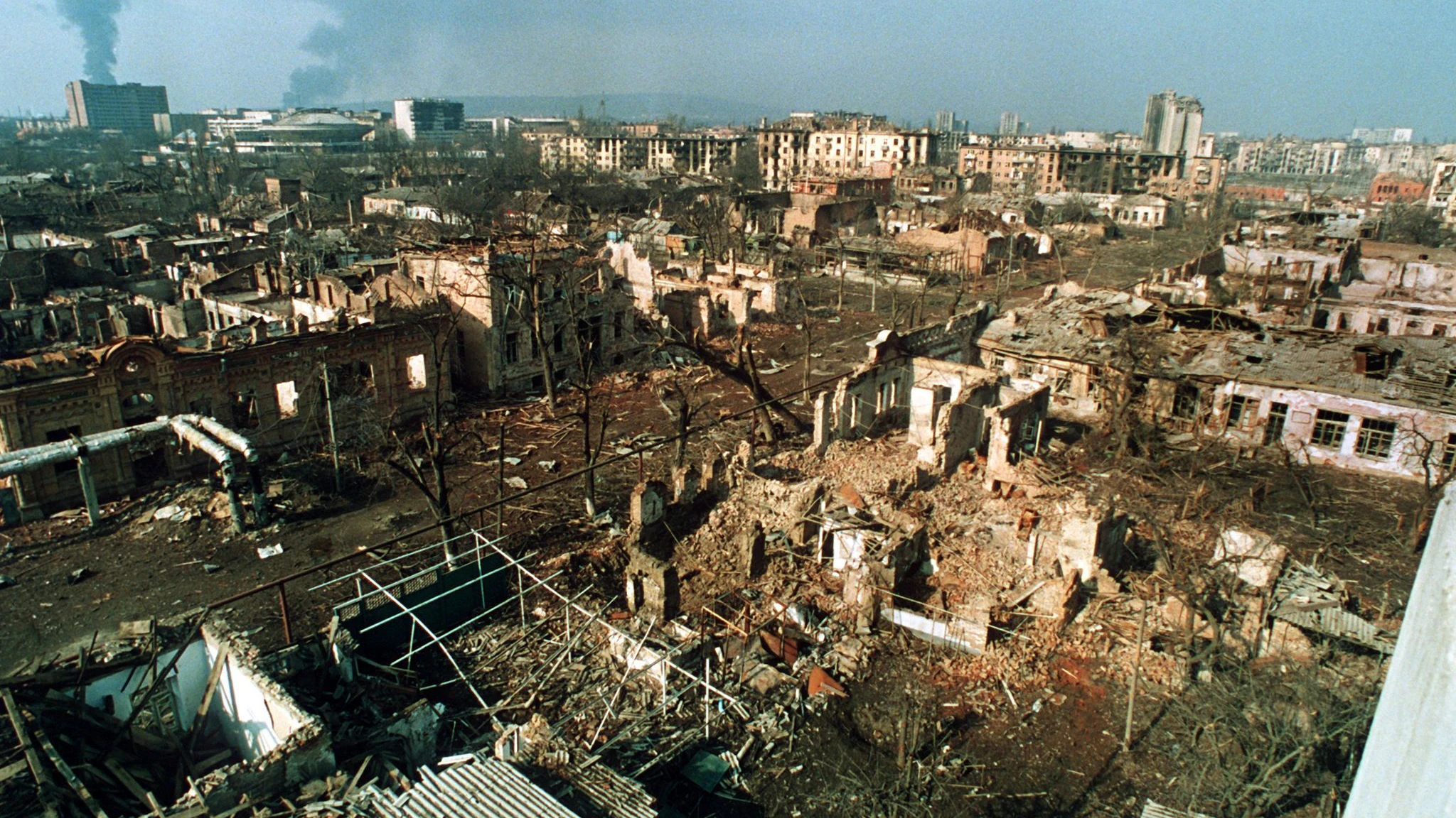 Blick auf die 1995 von russischen Bomben zerstörte tschetschenische Hauptstadt Grosny.