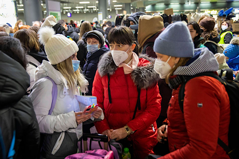 Ankunft ukrainischer Kriegsflüchtlinge am Hauptbahnhof