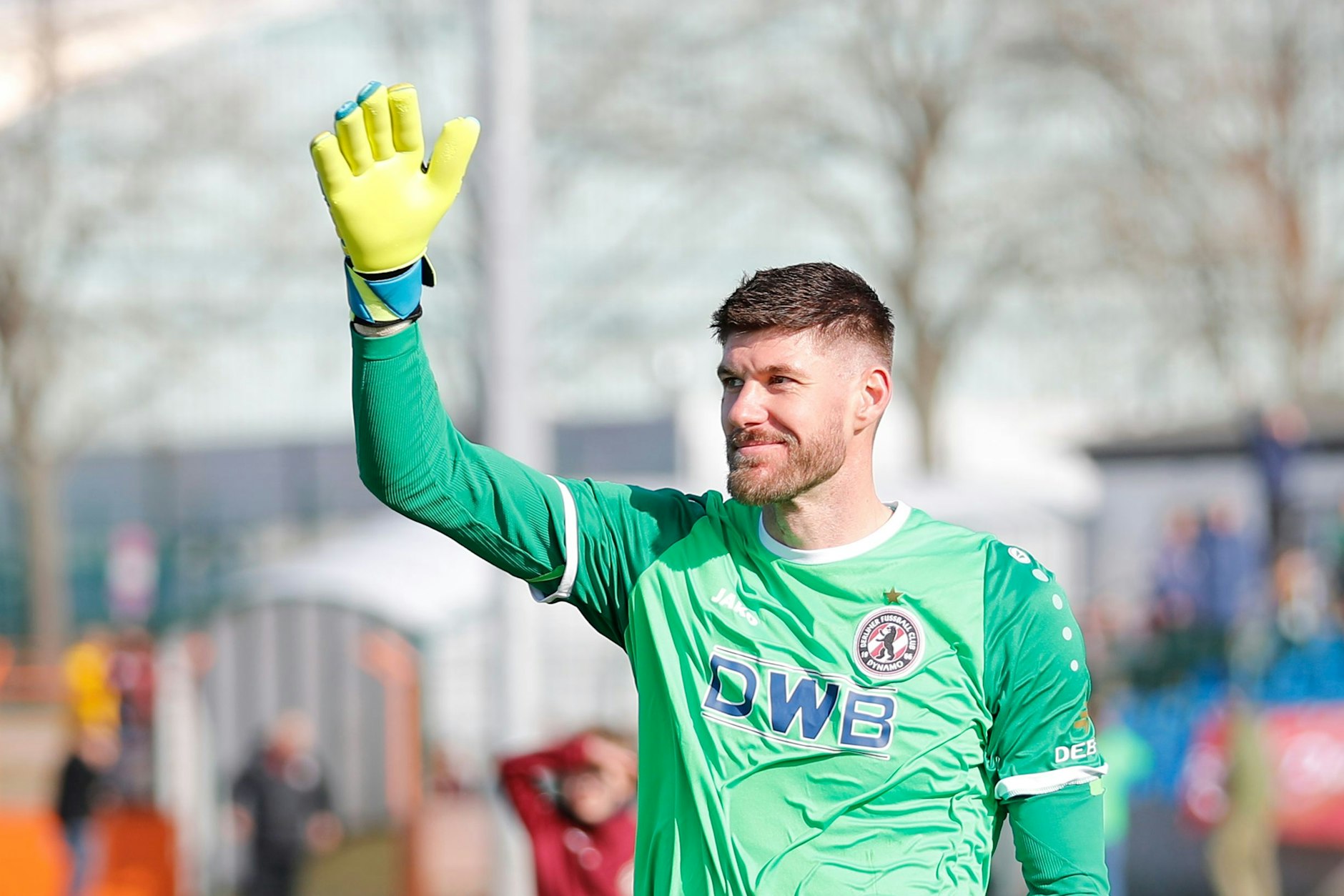 BFC-Keeper Dmitri Stajila hat nach dem Sieg über Luckenwalde beste Laune.