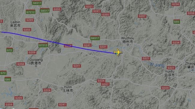 Die Grafik auf Flightradar zeigt: Hier brach Flug MU5735 ab.