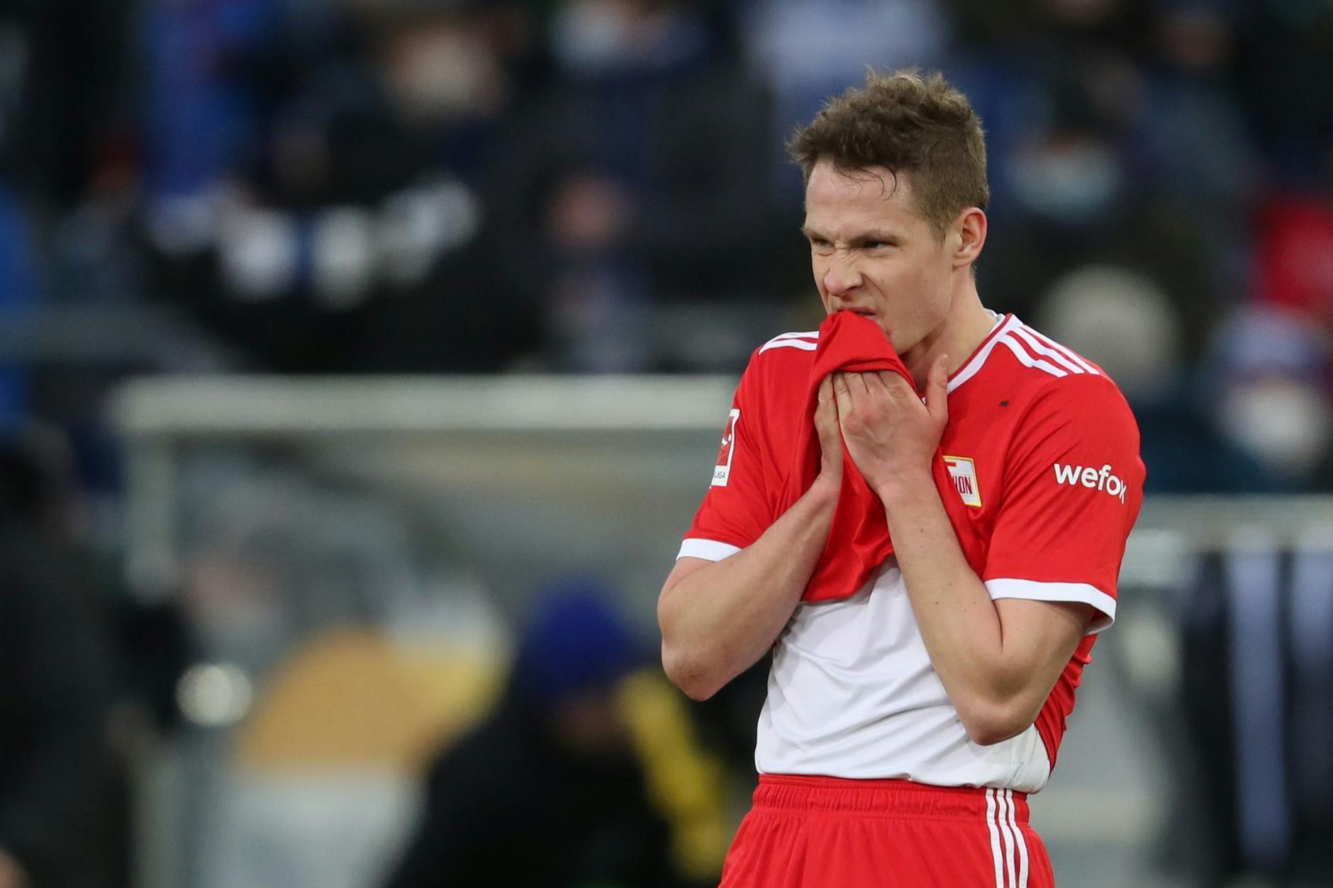 Union-Verteidiger Paul Jaeckel (23) erlebte in München beim 0:4 nicht seinen besten Tag.