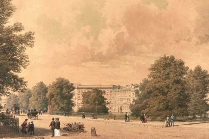 Ein spätes Wunder: Eduard Gaertners „Der Leipziger Platz in Berlin“ Detail, 1862, ist zurück von der Odyssee seit Kriegsende.