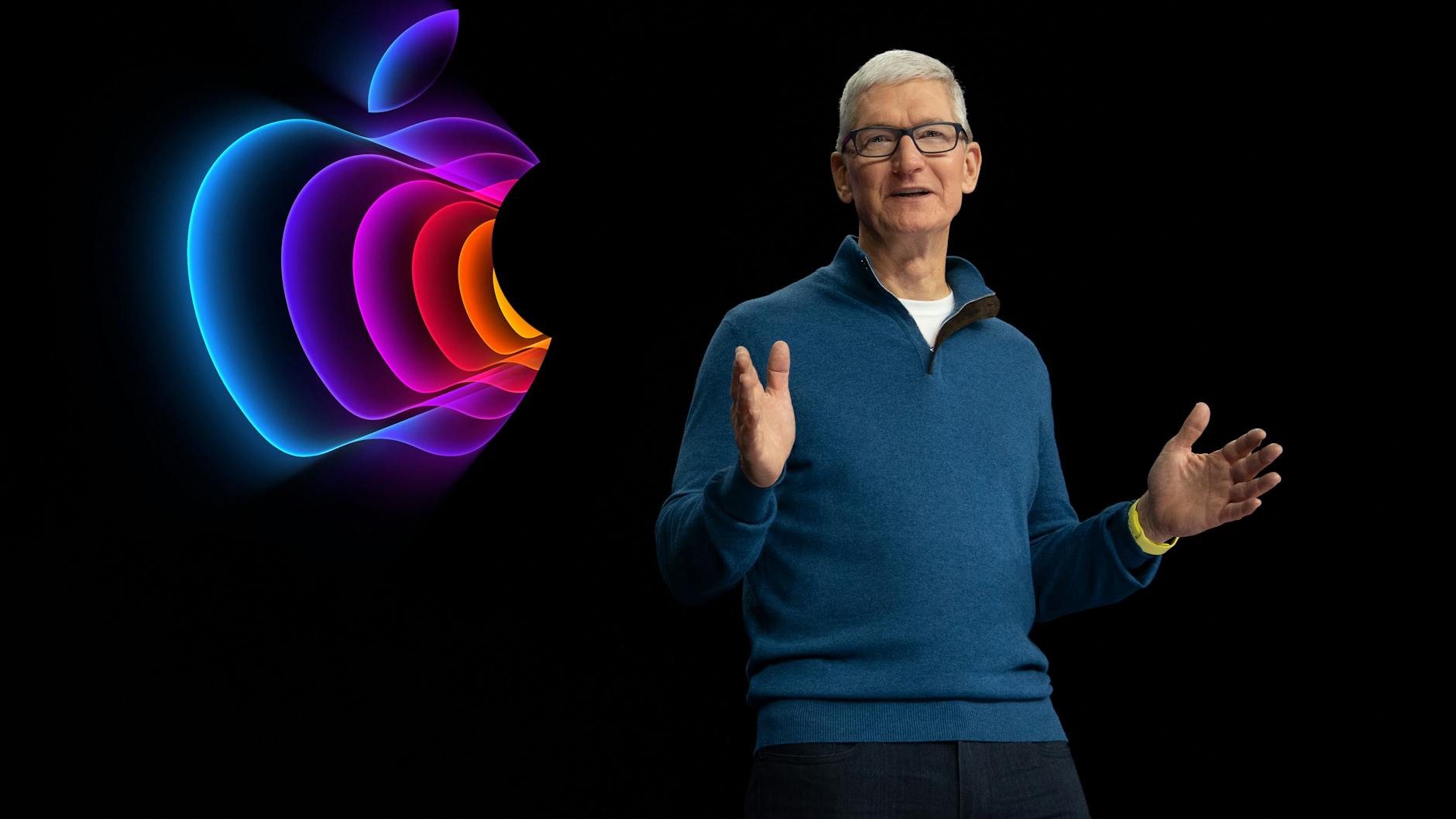 Apple-Chef Tim Cook auf einer Produktpräsentation.