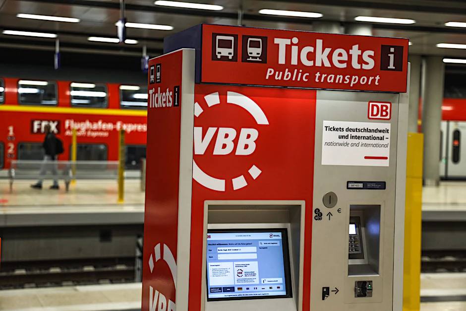 Hier gibt es Tickets für BVG, S-Bahn und Co. Ein Fahrscheinautomat im Bahnhof unter dem BER.