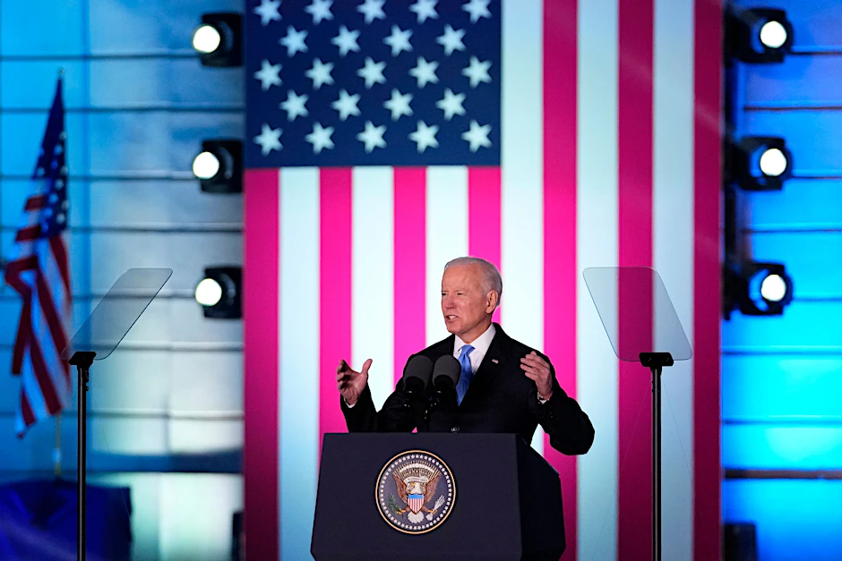 US-Präsident Joe Biden bei seiner Rede im Warschauer Königsschloss