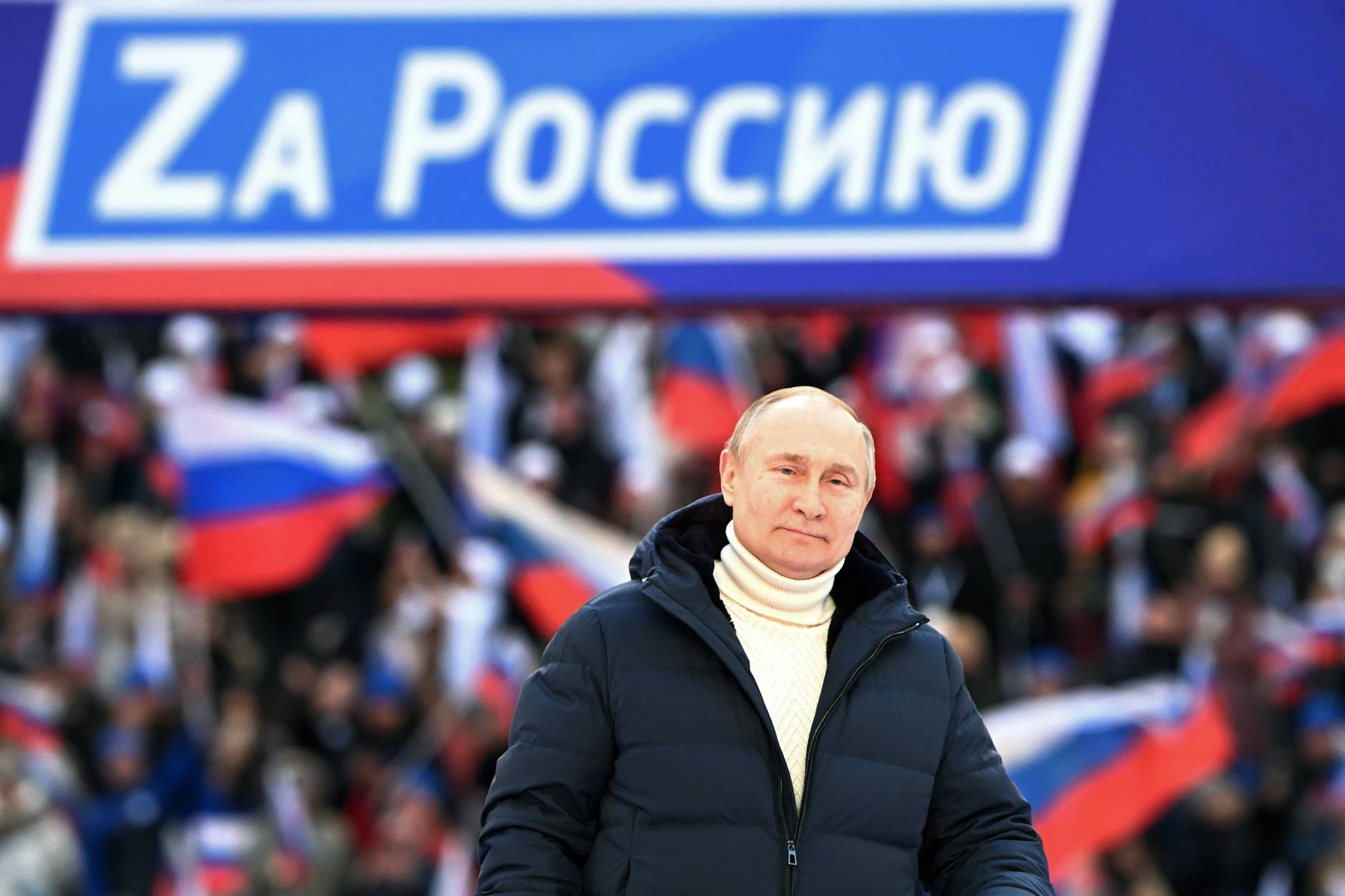 Der russische Präsident Putin vergangene Woche vor Anhängern in Moskau.