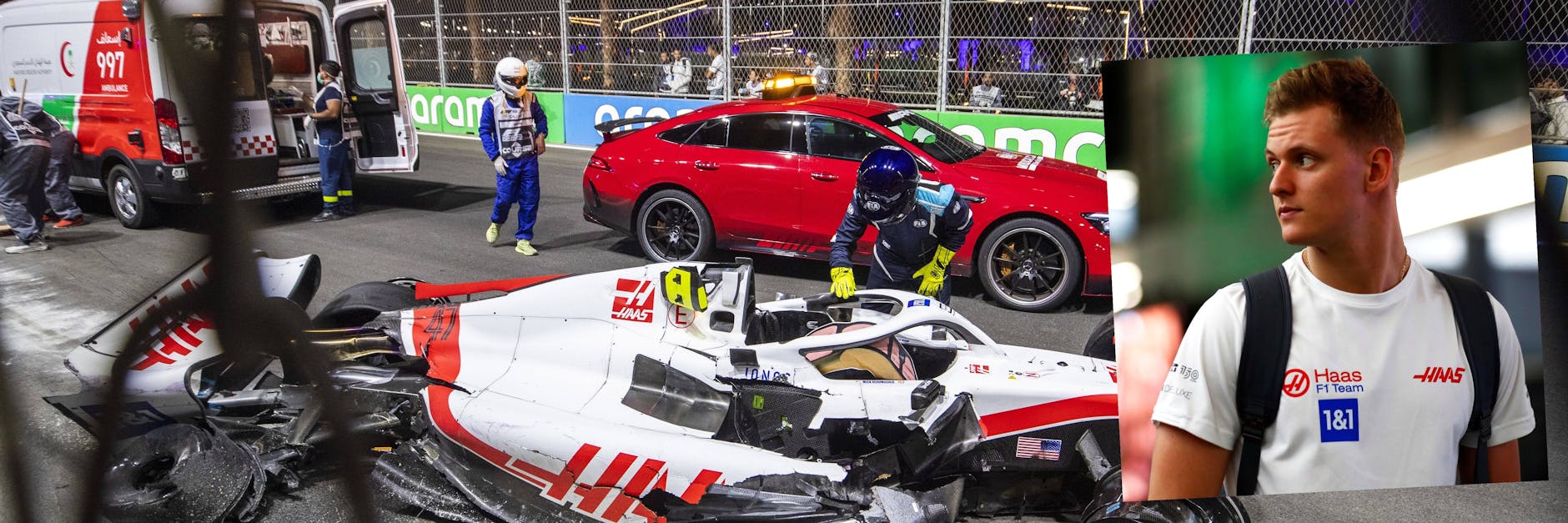 Formel-1-Pilot Mick Schumacher meldete sich nach seinem Horror-Crash in Saudi Arabien aus dem Krankenhaus. Der Haas-Fahrer hat riesiges Glück im Unglück.
