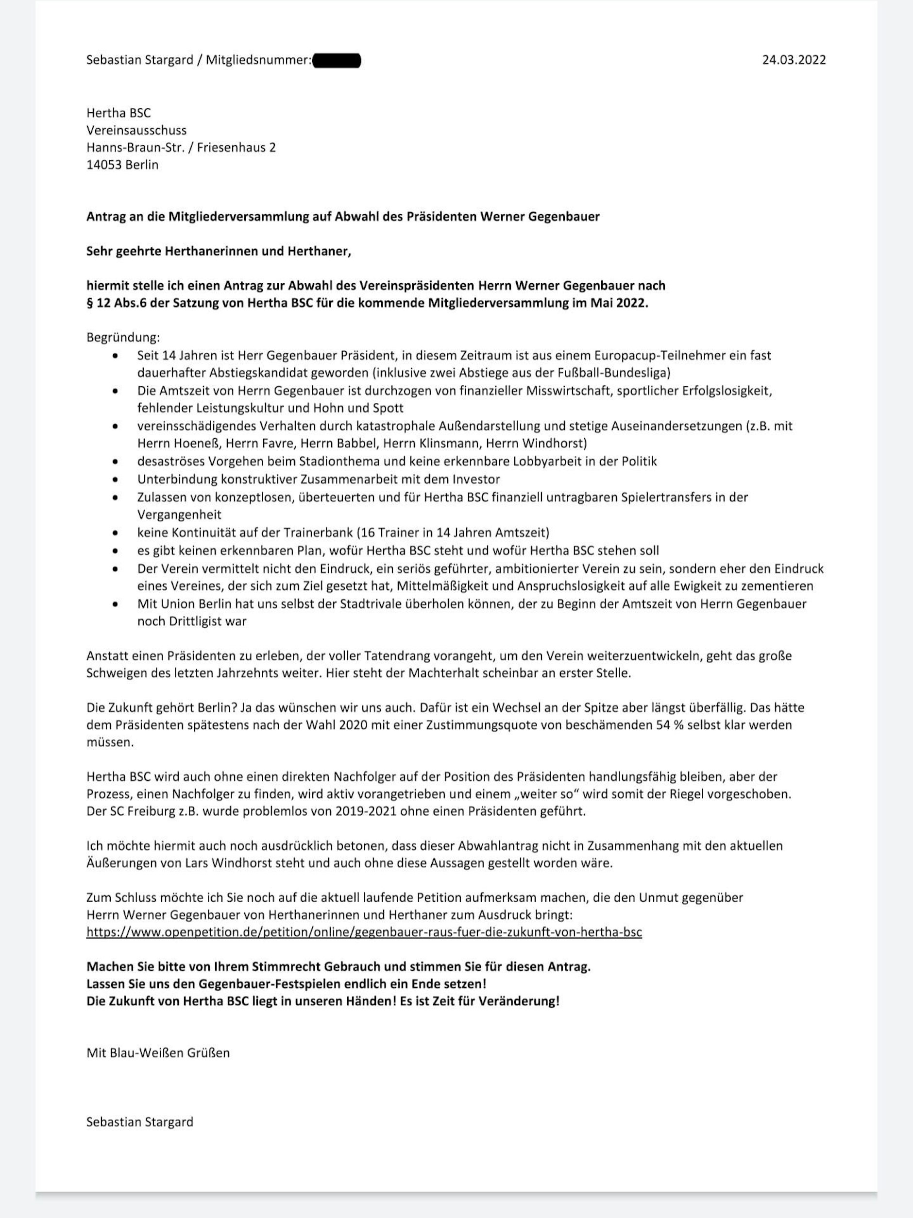 Das ist das brisante Papier, das den Sturz von Gegenbauer einleiten soll.