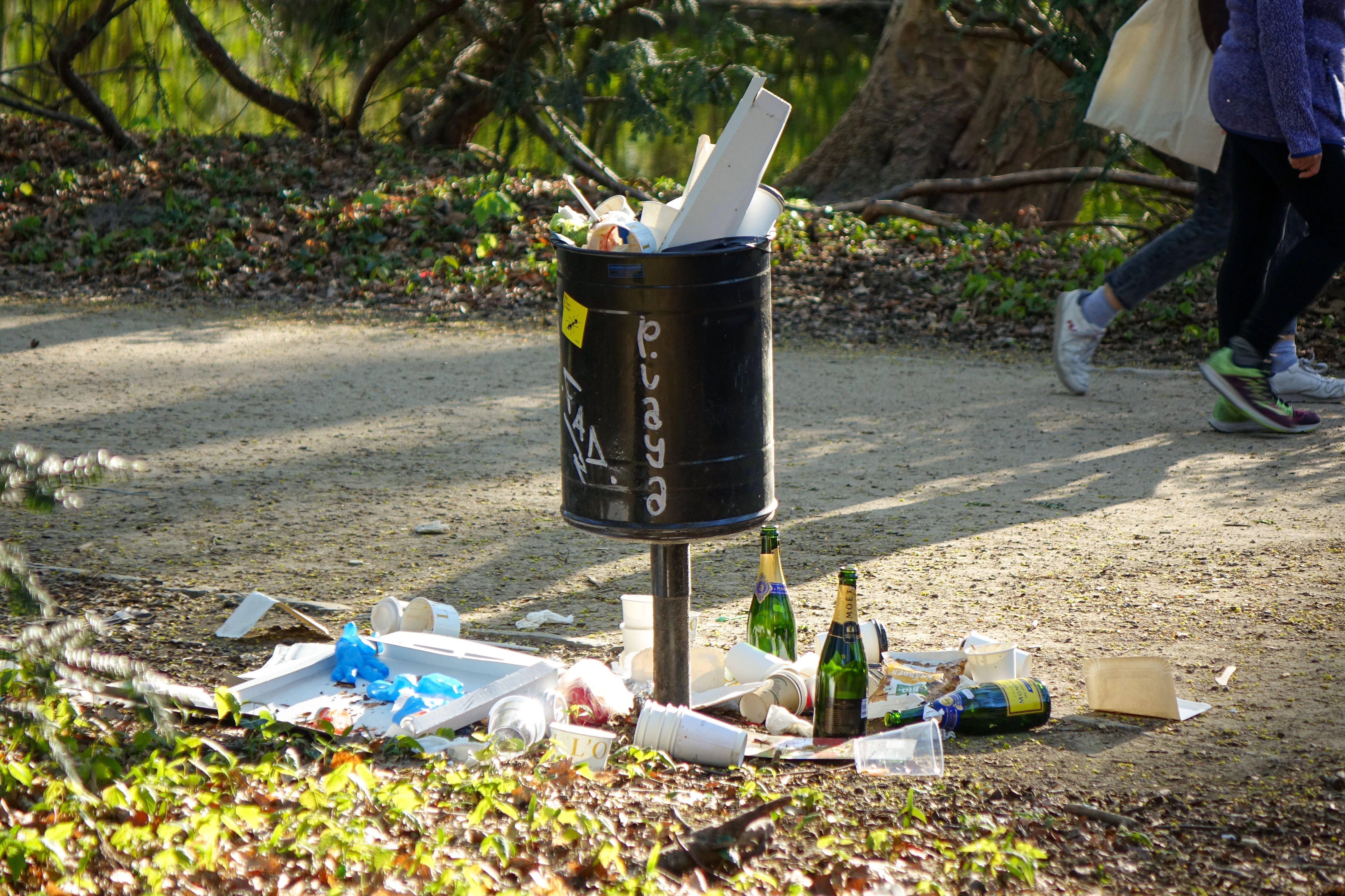 Scheuklappen auf und durch: ein überfüllter Mülleimer im Großen Tiergarten