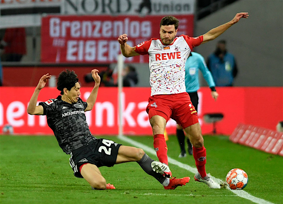 In der Bundesliga noch nie verloren: Jonas Hector (r.) und der 1. FC Köln sind so etwas wie der Lieblingsgegner von Genki Haraguchi und dem 1. FC Union Berlin.