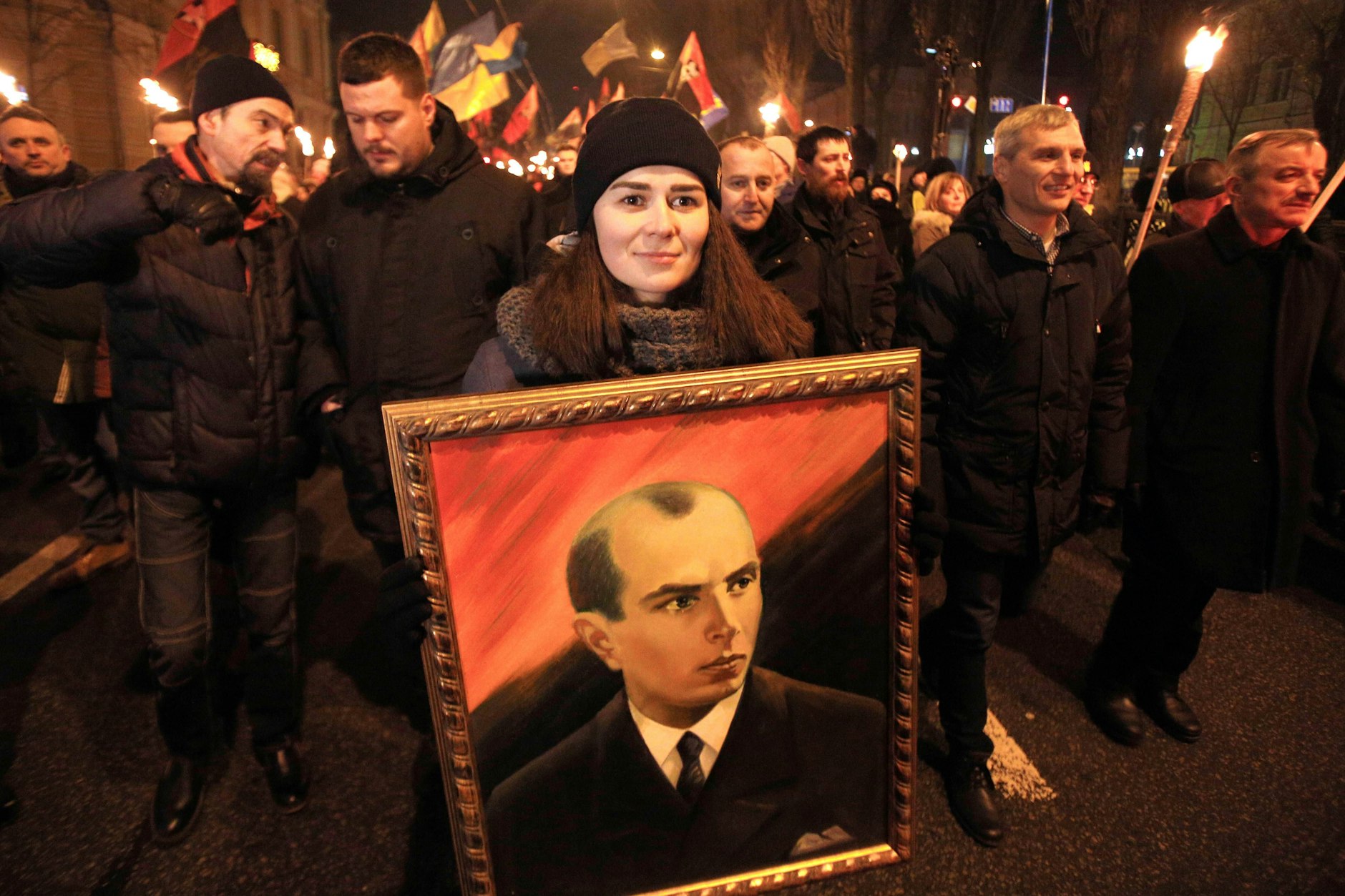 Verschiedene nationalistische Parteien veranstalten im Januar 2019 in Kyjiw einen Fackelumzug zu Ehren von Stepan Bandera an dessen 110. Geburtstag.