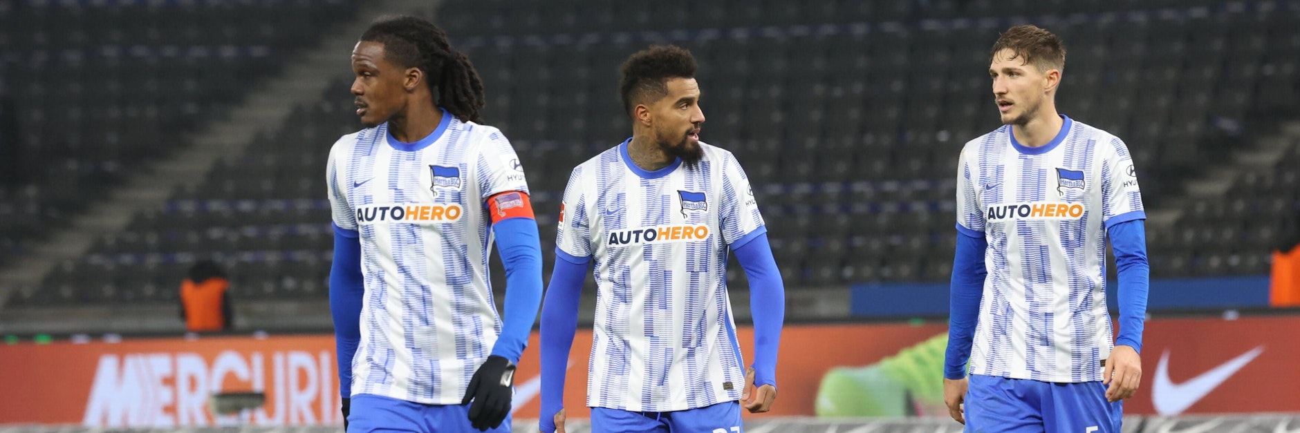 Die geplanten Hertha-Anführer sind entweder oft verletzt, spielen sportlich keine Rolle oder tauchen ab: Dedryck Boyata, Prince Boateng und Niklas Stark (v.l.).