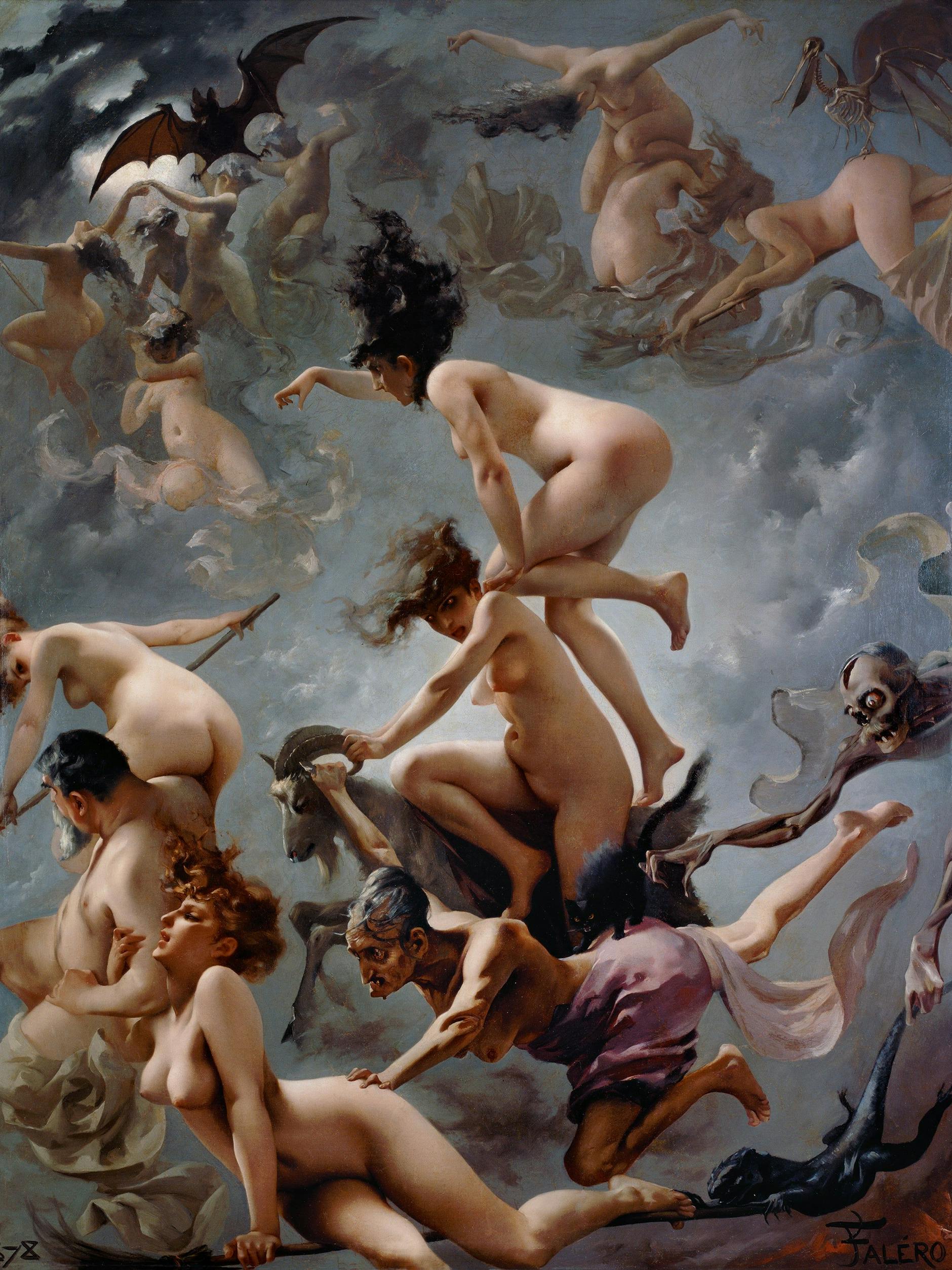 Anregend für manche Männerfantasien: 1878 malte Luis Ricardo Falero das Bild „Walpurgisnacht. Der Aufbruch der Hexen“.