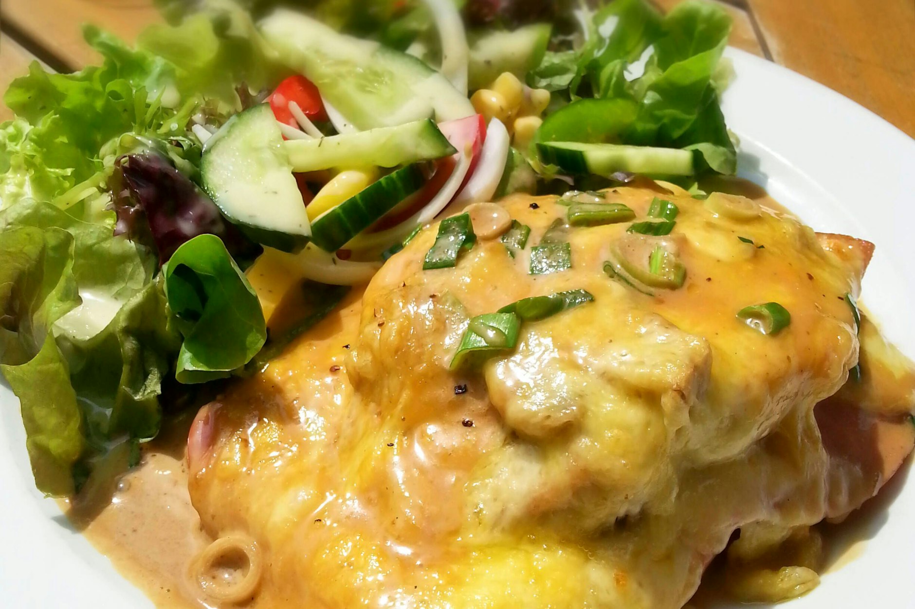 Die Schnitzel sind überbacken so lecker. 