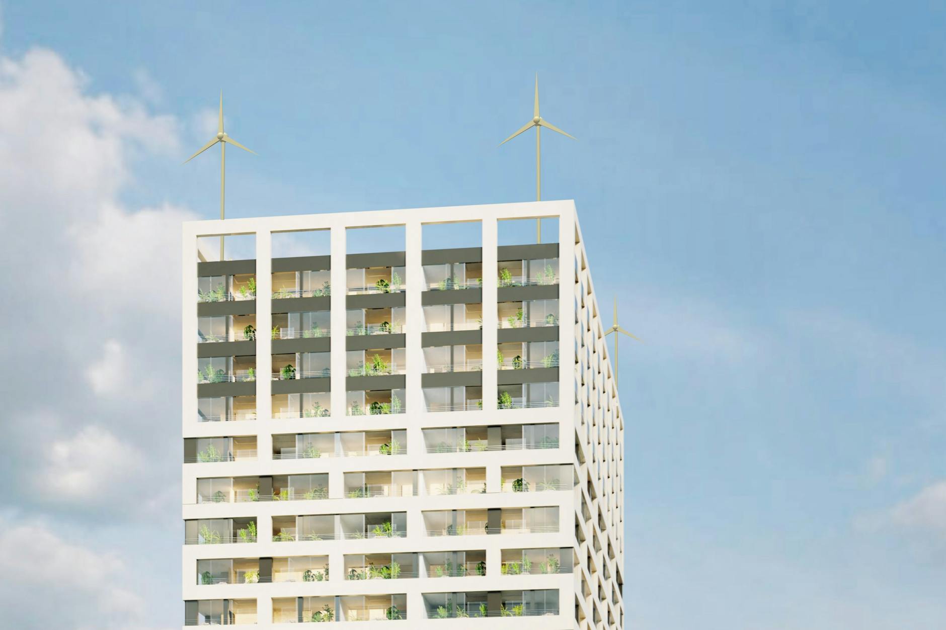 Laut Bezirk nicht erlaubt: Windräder auf einem Wohnhochhaus.