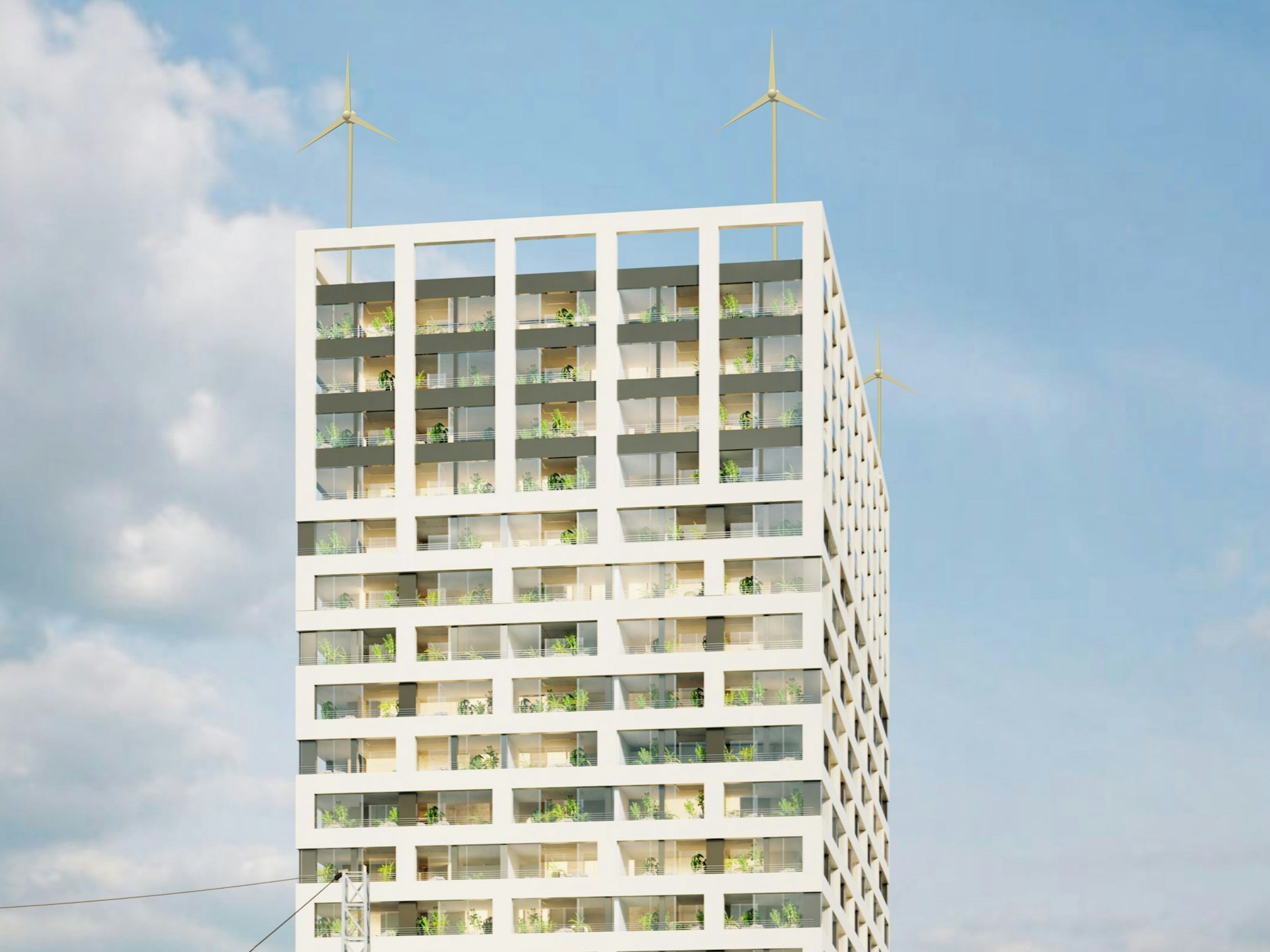 Vier bis zu 25 Meter hohe Windräder will die Howoge auf dem Dach eines neuen Wohnhauses an der Frankfurter Allee errichten.