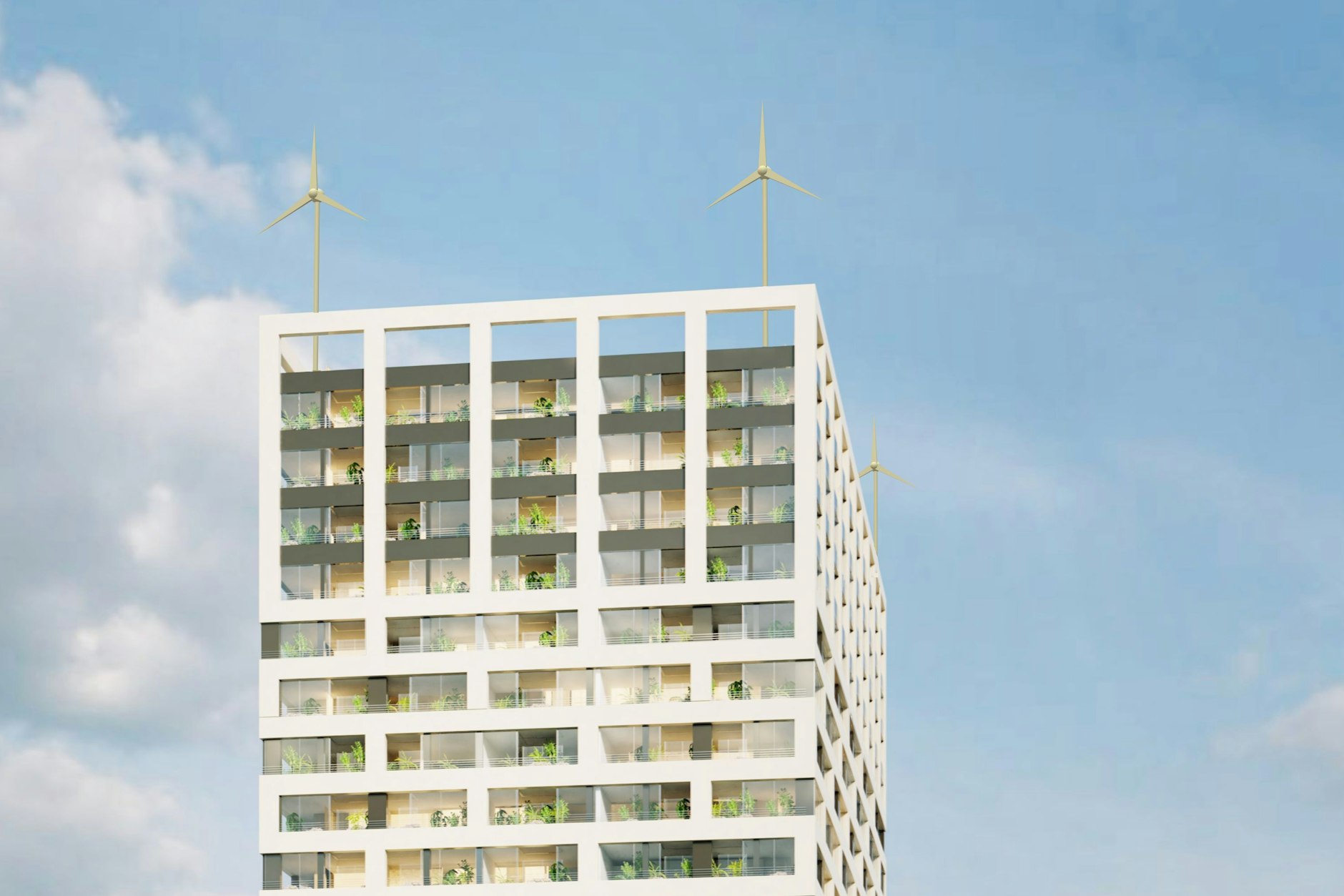 Laut Bezirk nicht erlaubt: Windräder auf einem Wohnhochhaus.