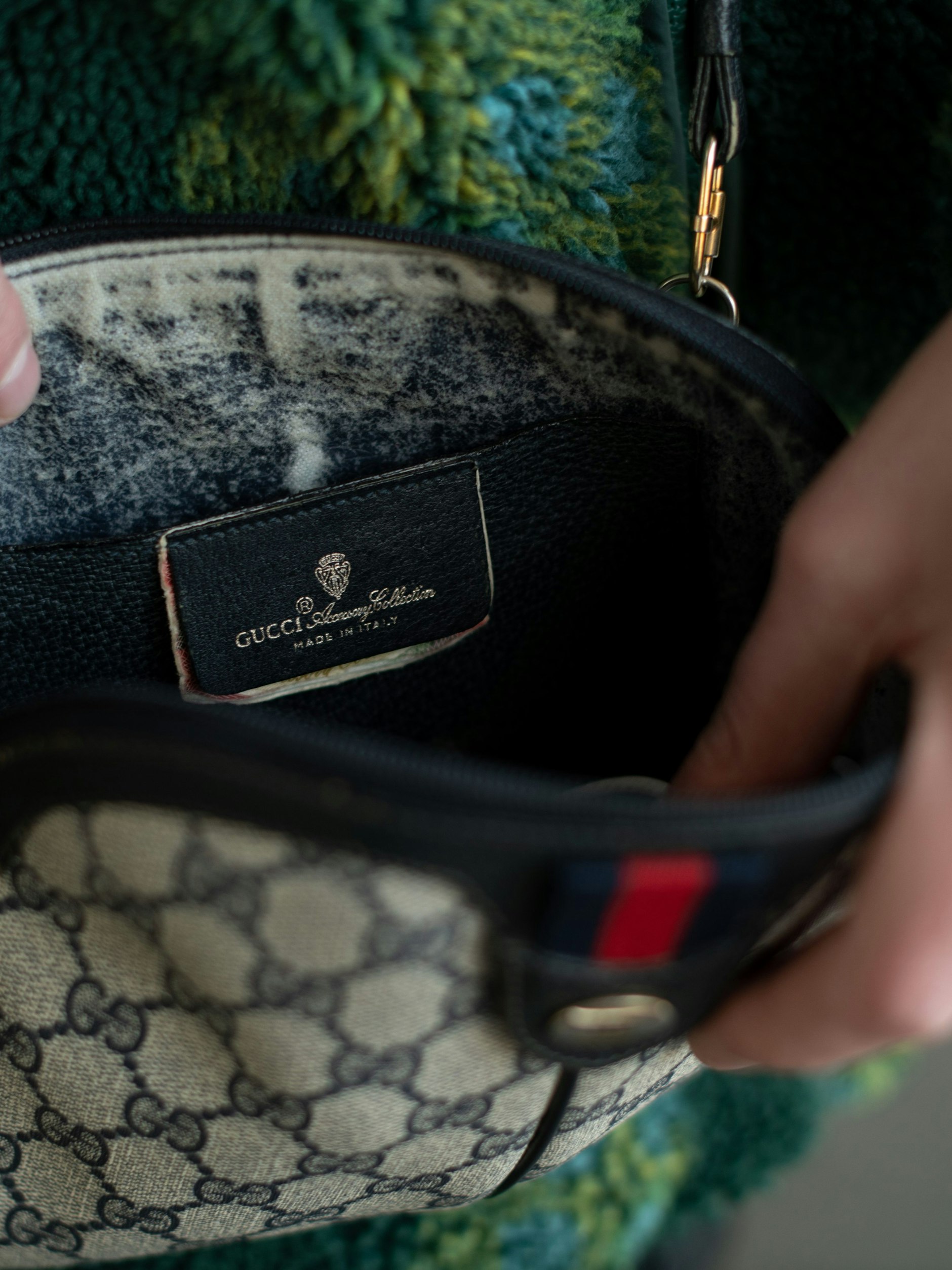 „Gucci Accessory Collection - Made in Italy“, das Gucci-Label dieser Kollektion aus den 80er-Jahren.