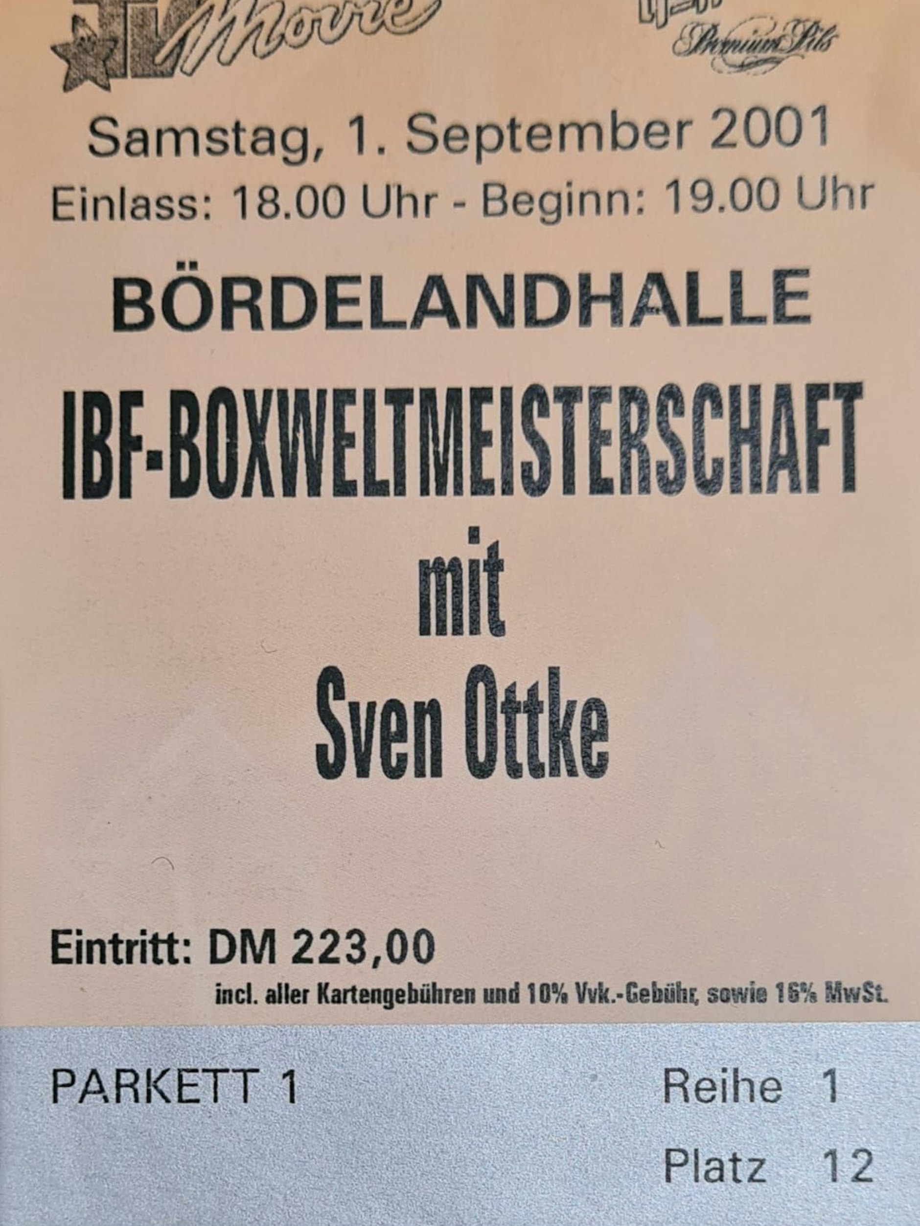 Die Eintrittskarte von Ninas ersten Boxkampf als Zuschauer.