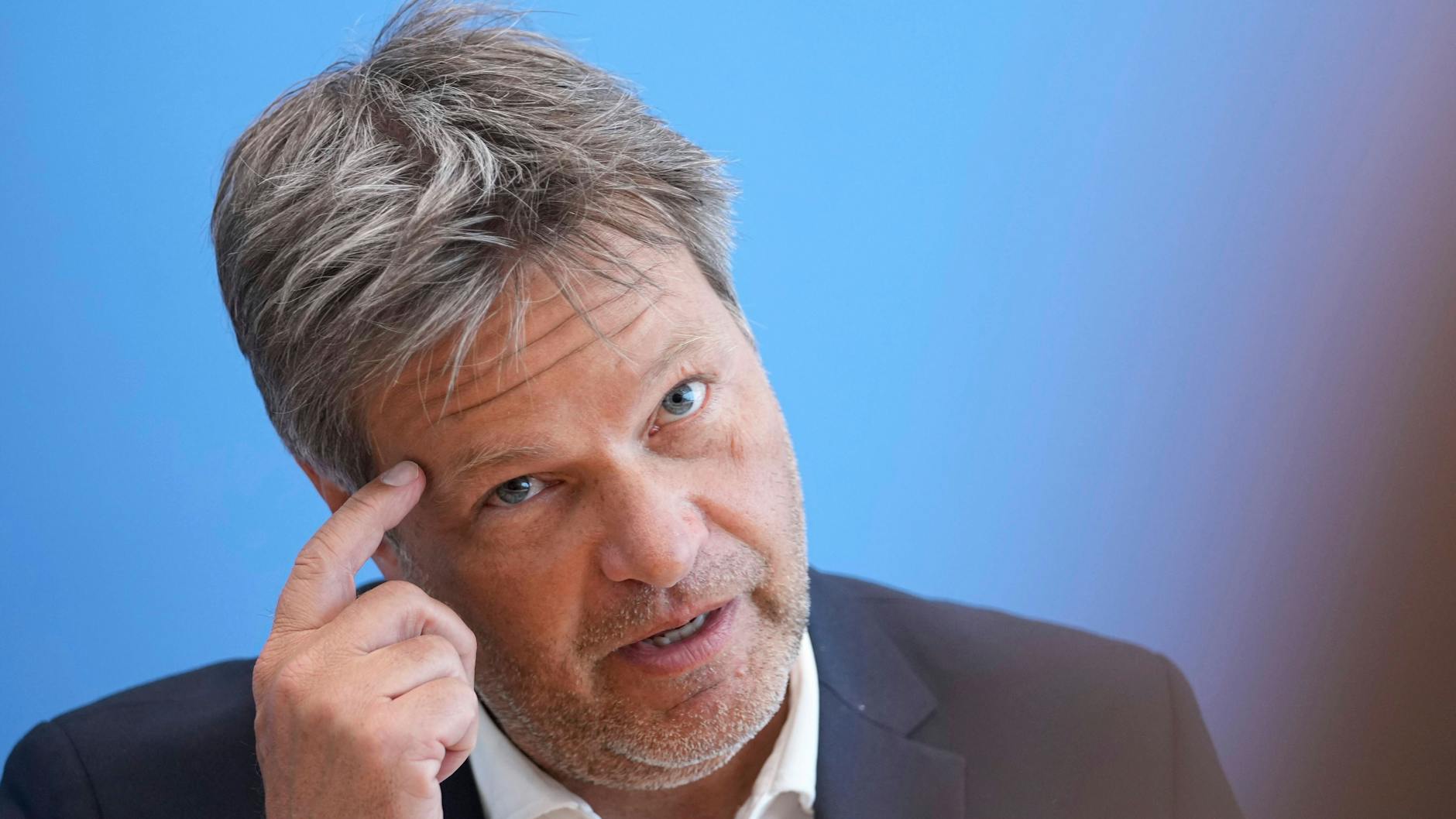 Robert Habeck, Bundesminister für Wirtschaft und Klimaschutz, am Mittwoch in der Bundespressekonferenz
